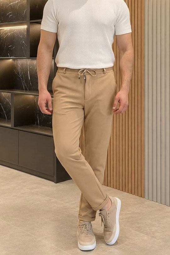 Diagonel Jogger Erkek Pantolon Camel