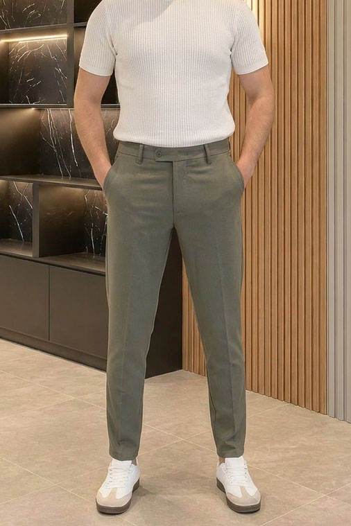 Dokuma Klasik Erkek Pantolon Çağla