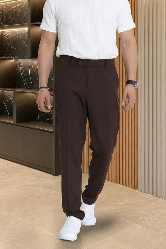 Regular Fit Erkek Kumaş Pantolon Kahve
