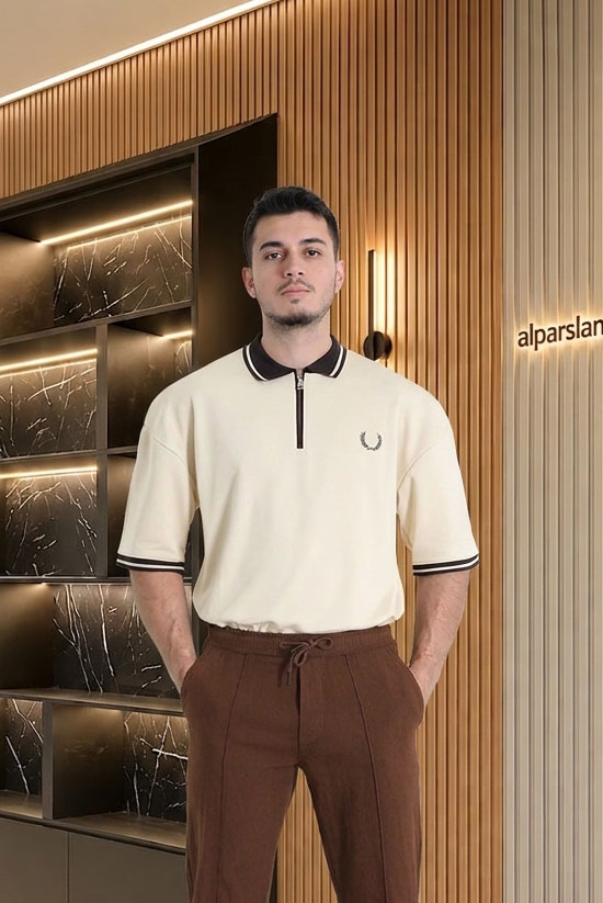 Premium Pike Polo Yaka Erkek Tişört Bej