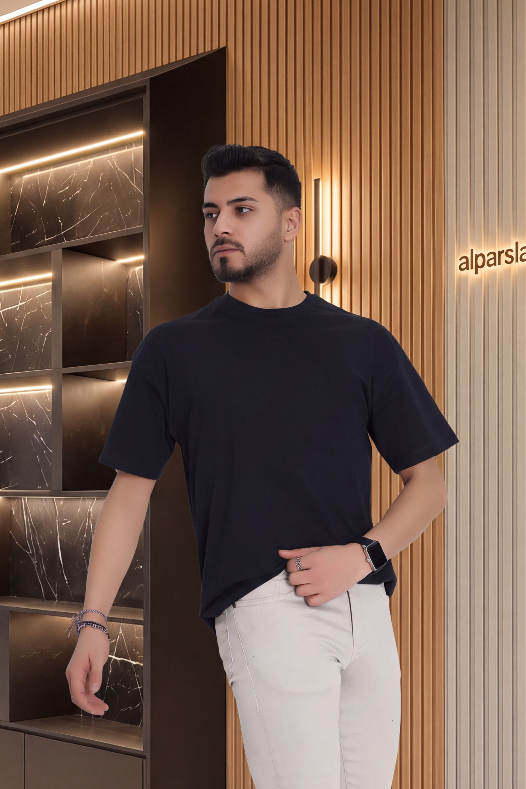 Erkek Kompak Penye Unisex Baskısız Oversize Tişört Laci