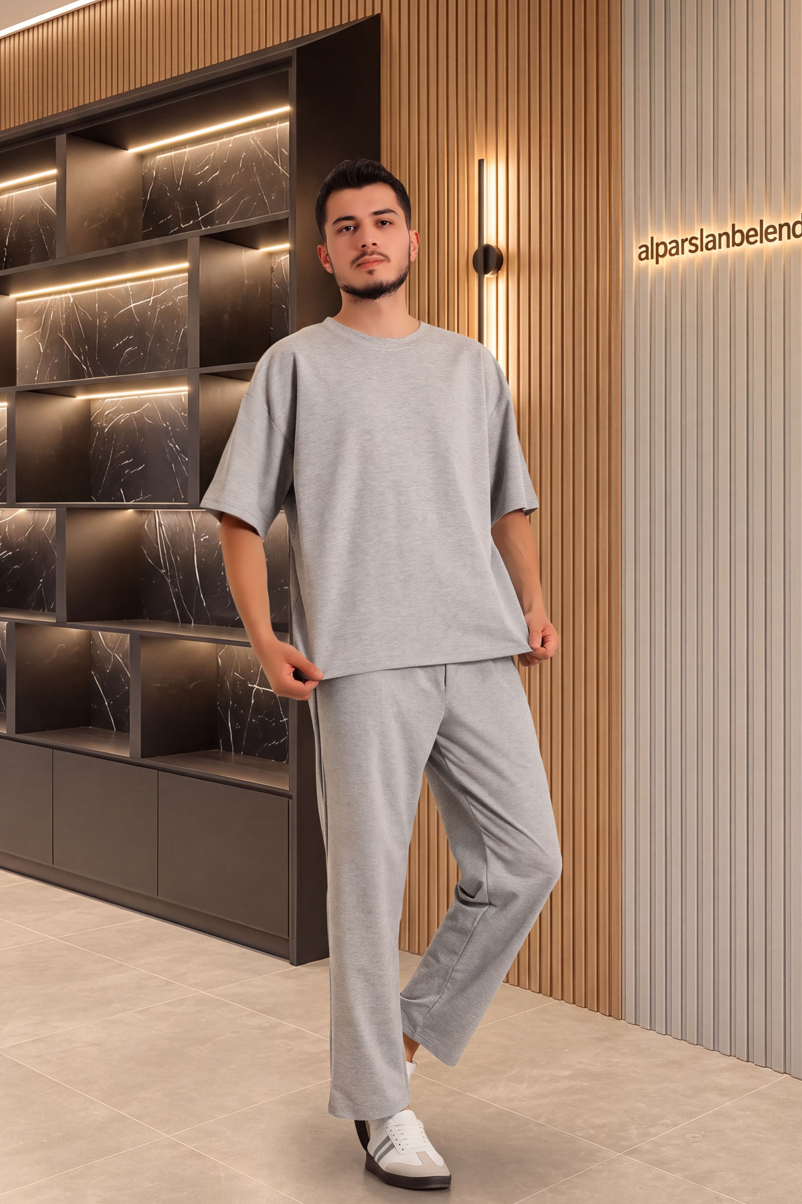 İki İplik Relaxed Baggy Erkek Takım Gri