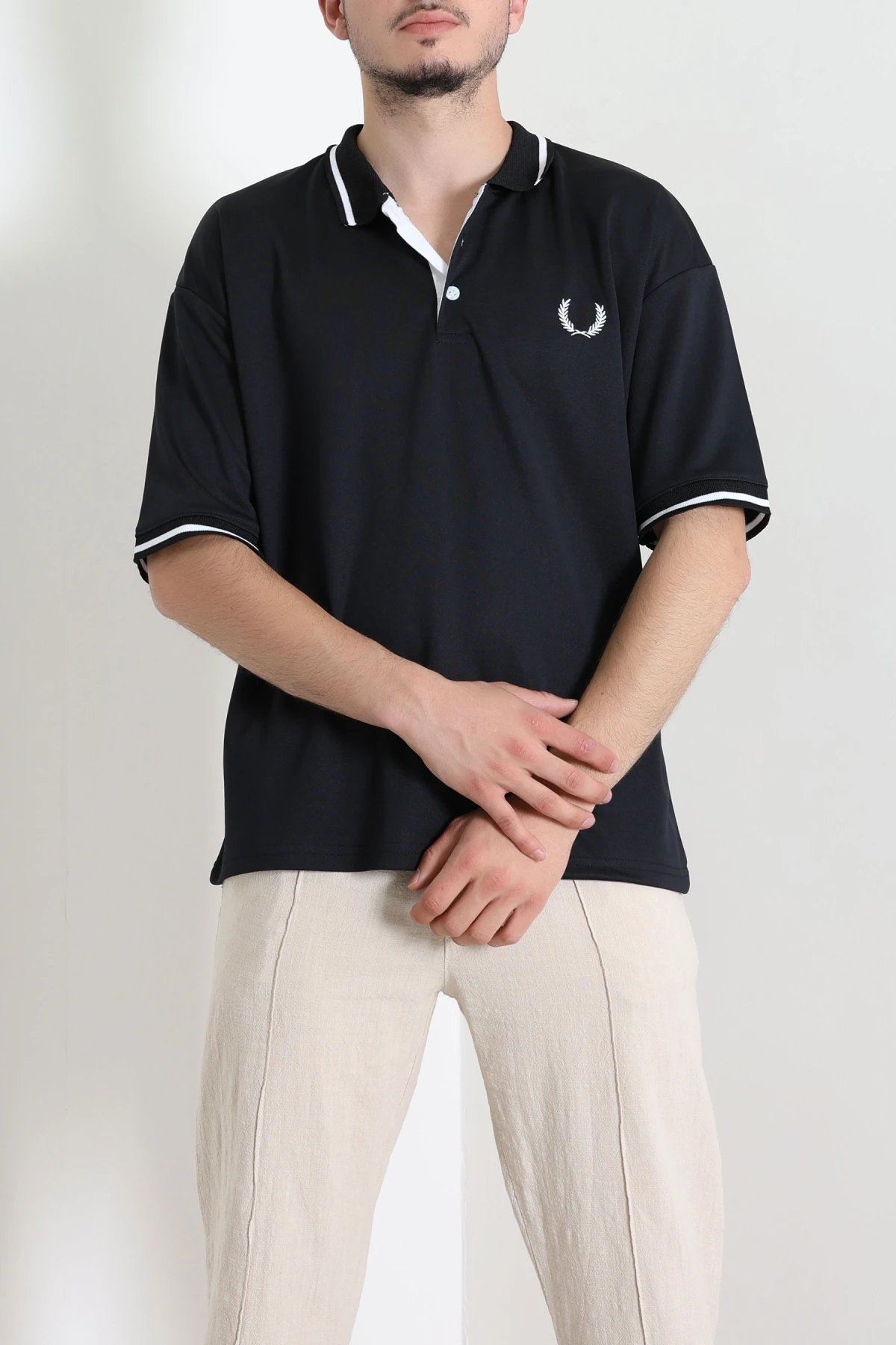 Premium Pike Polo Yaka Oversize Erkek Tişört Siyah - 71793.1567.