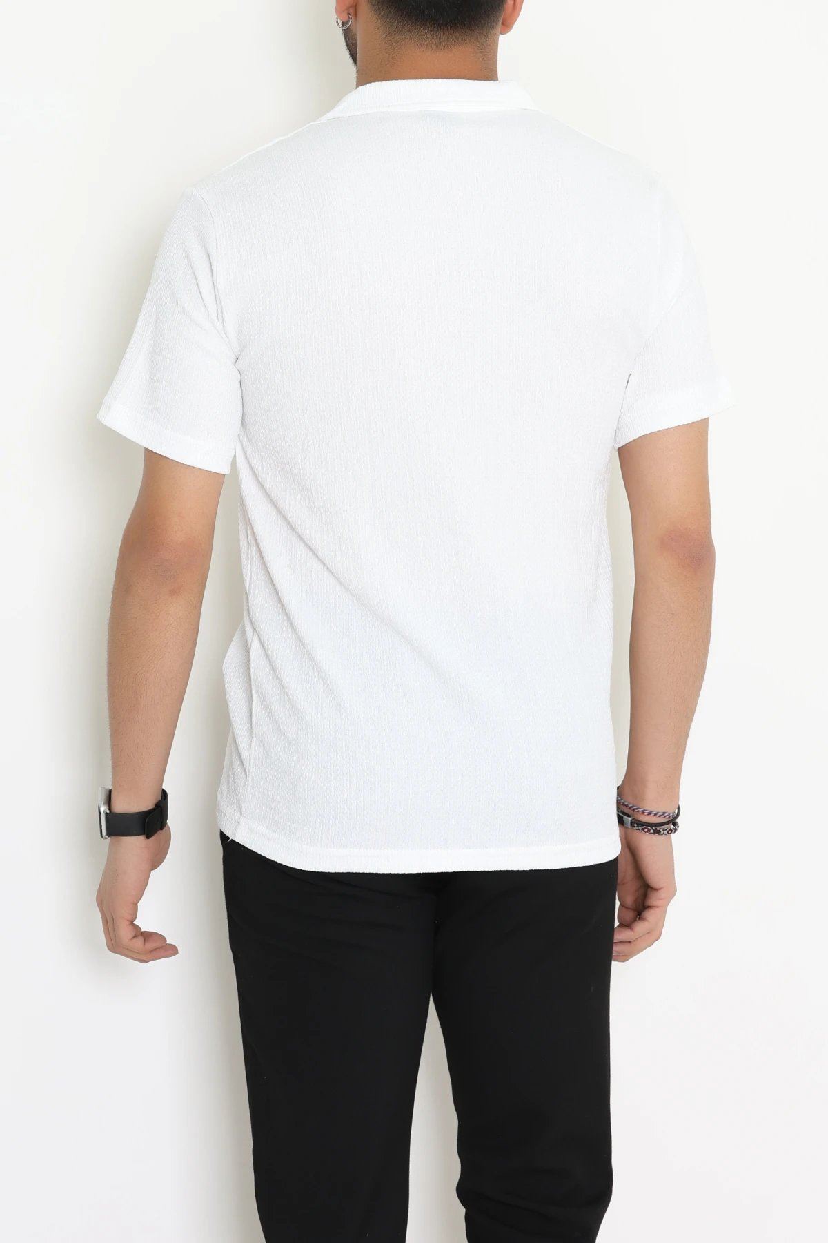 Polo Yaka Bürümcük Erkek Tişört Beyaz - 70928.1937.