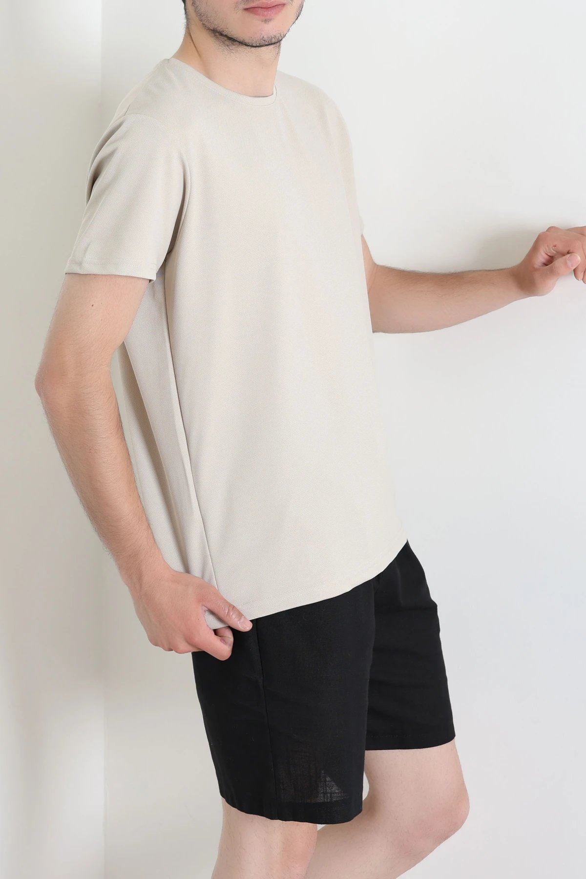 Polyester Örme Erkek Tişört Bej - 75100.275.