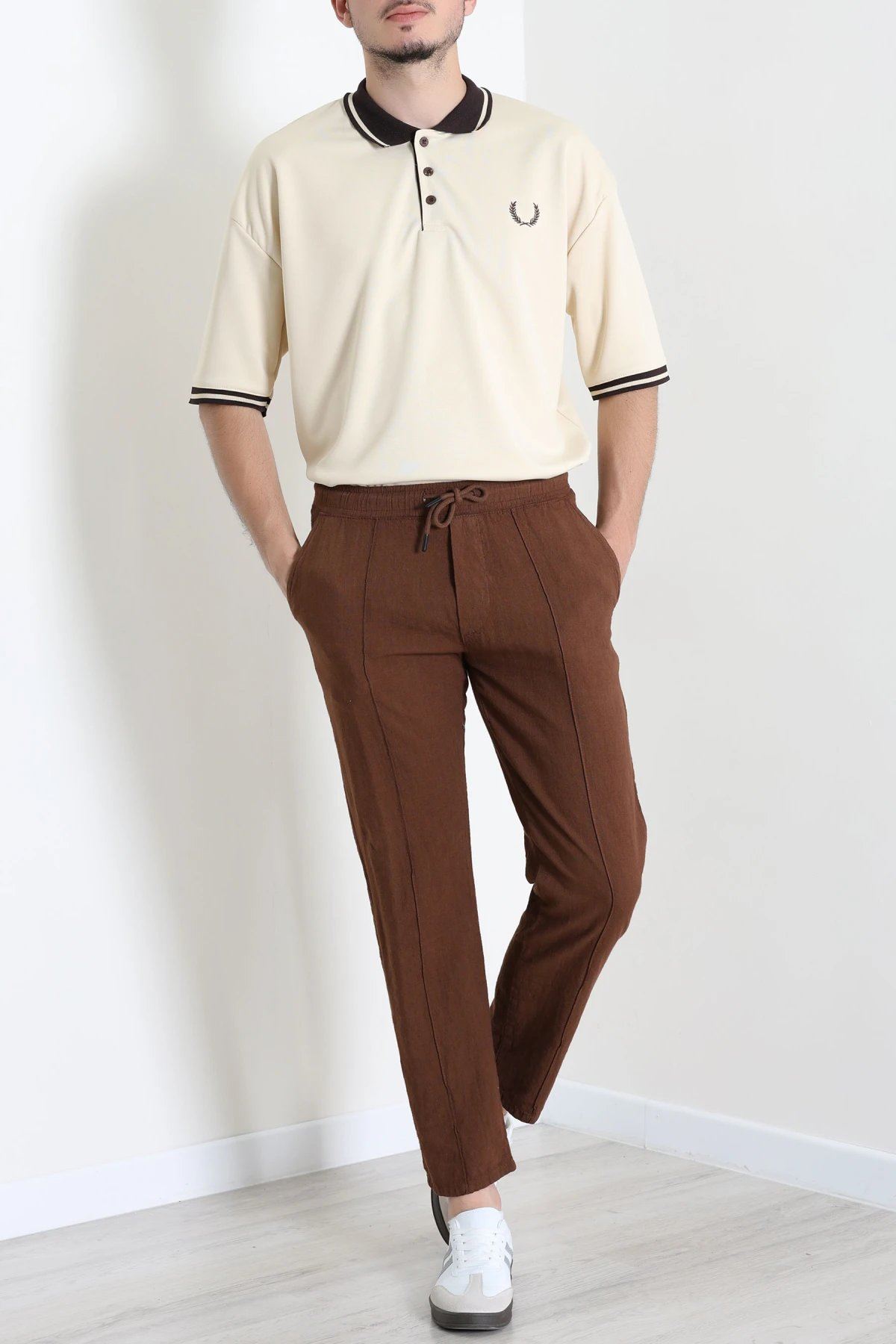 Premium Pike Polo Yaka Oversize Erkek Tişört Bej - 71793.1567.