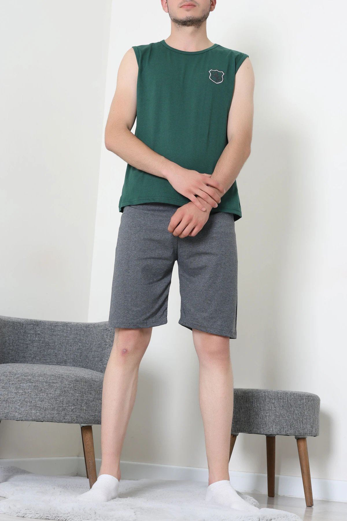 Süprem Şortlu Erkek Pijama Takımı Yeşilfüme