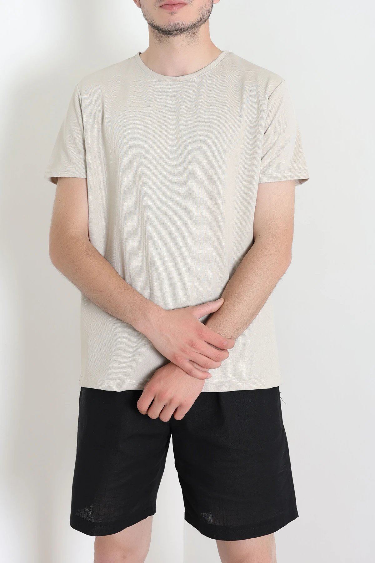Polyester Örme Erkek Tişört Bej - 75100.275.
