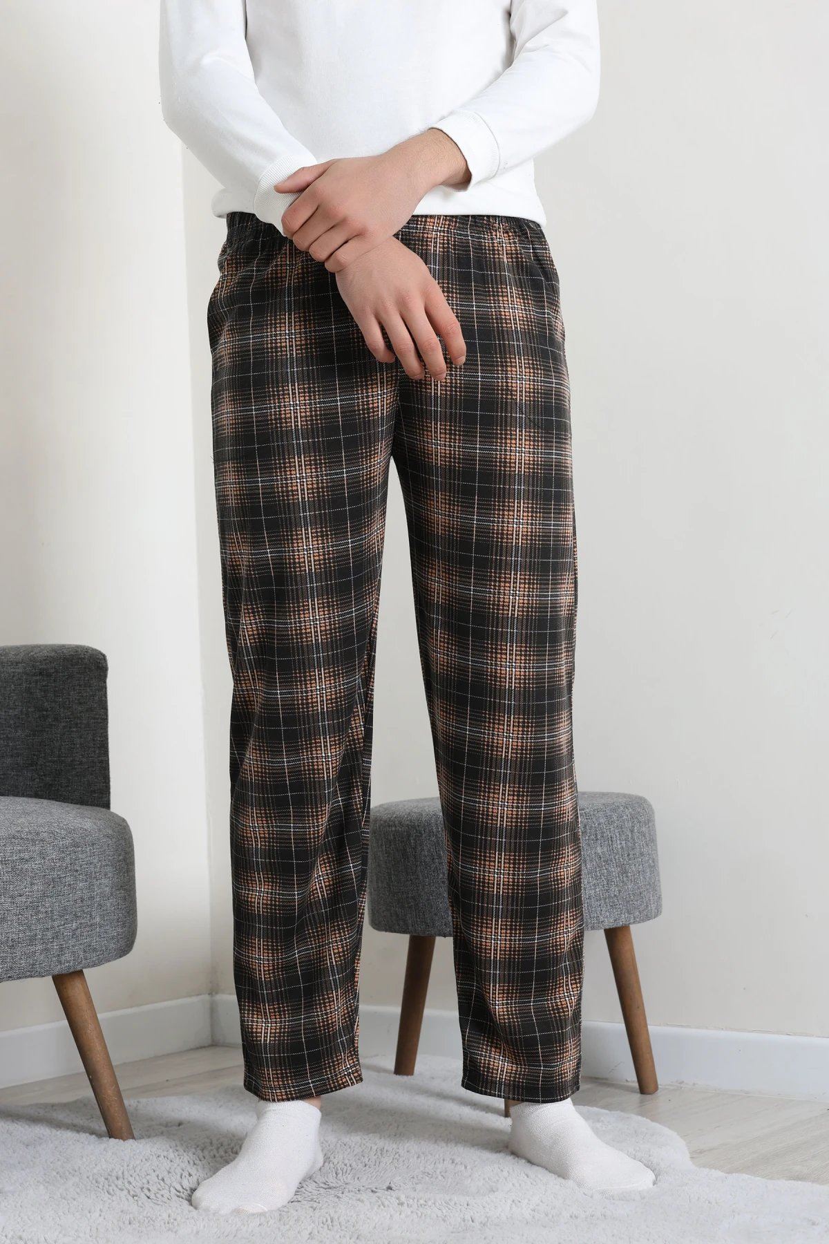Süprem Cepli Erkek Pijama Altı Kahveekose