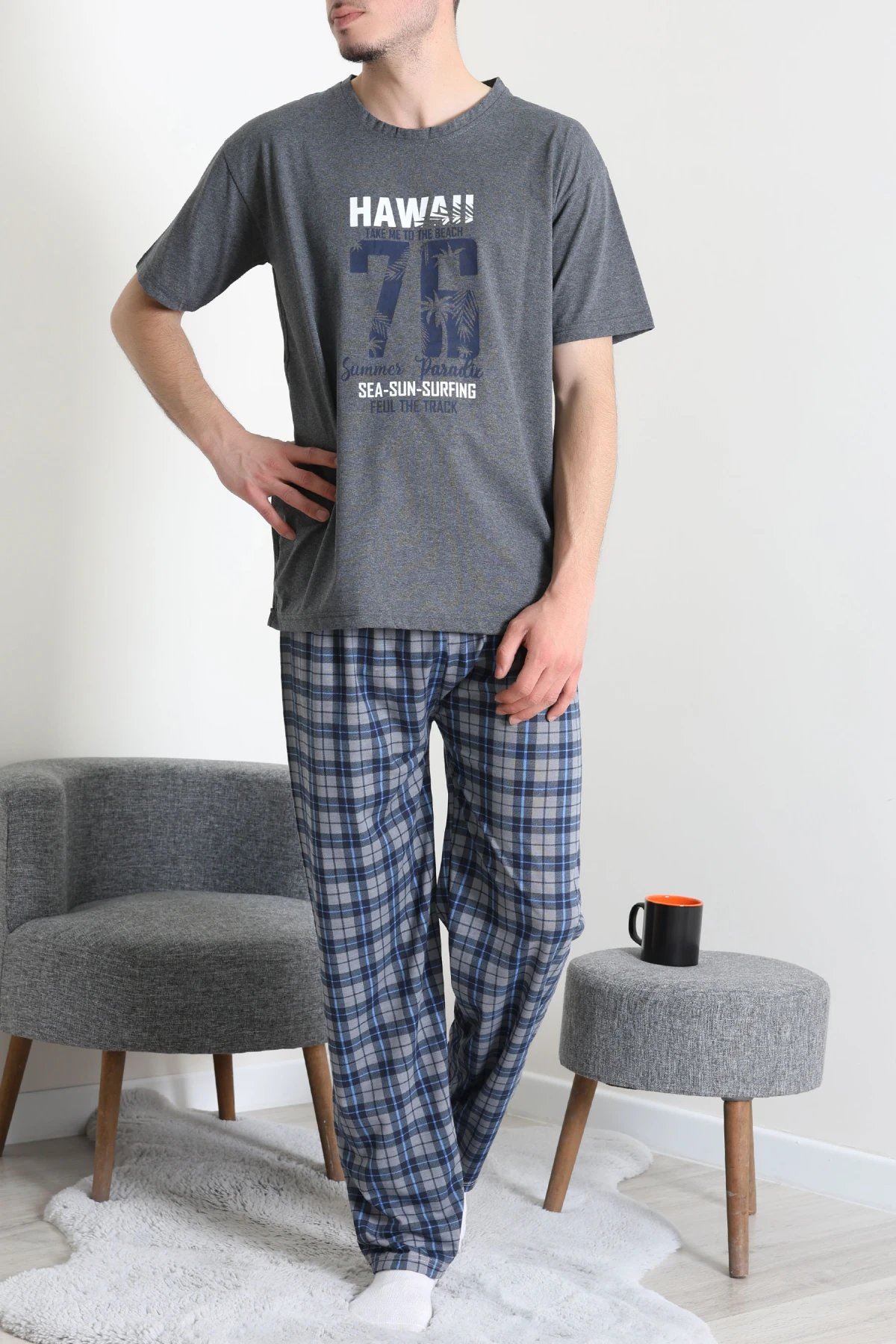 Süprem Erkek Pijama Takımı Füme - 42789.1838.