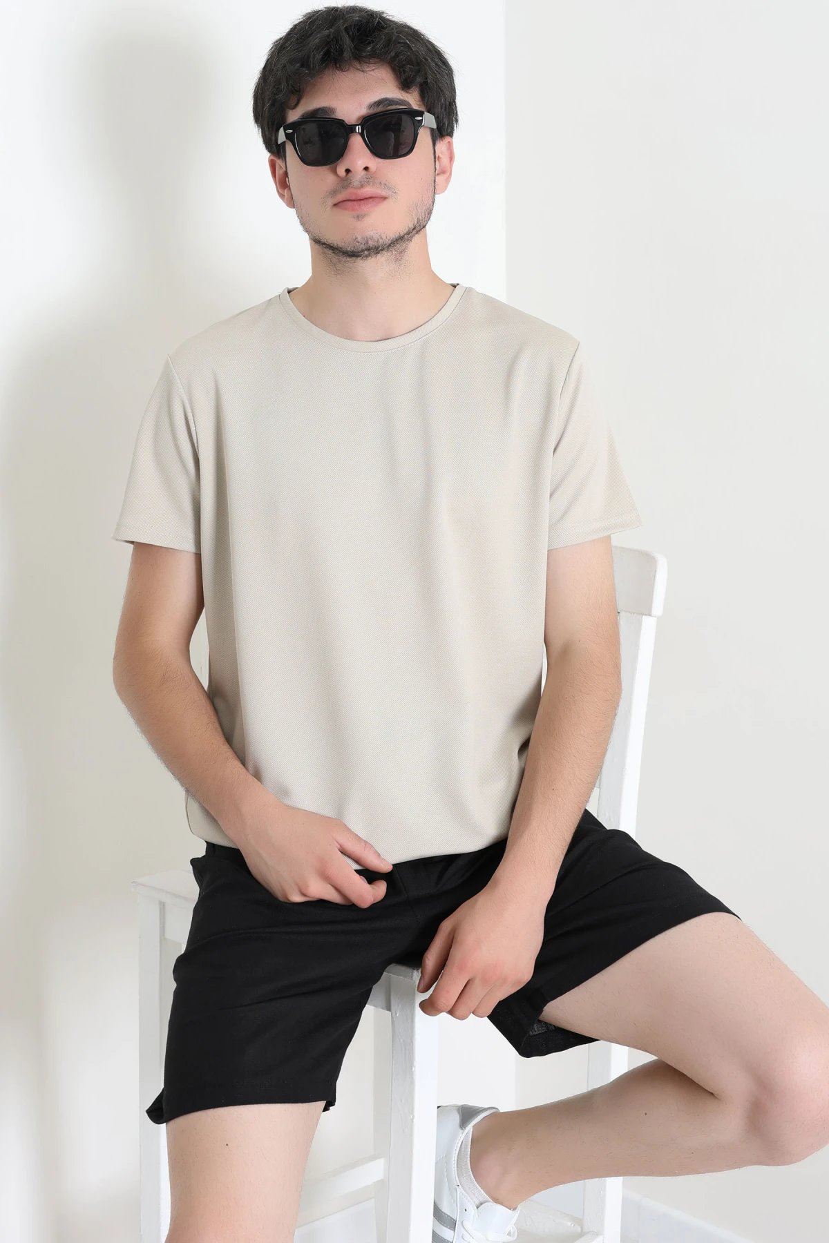 Polyester Örme Erkek Tişört Bej - 75100.275.