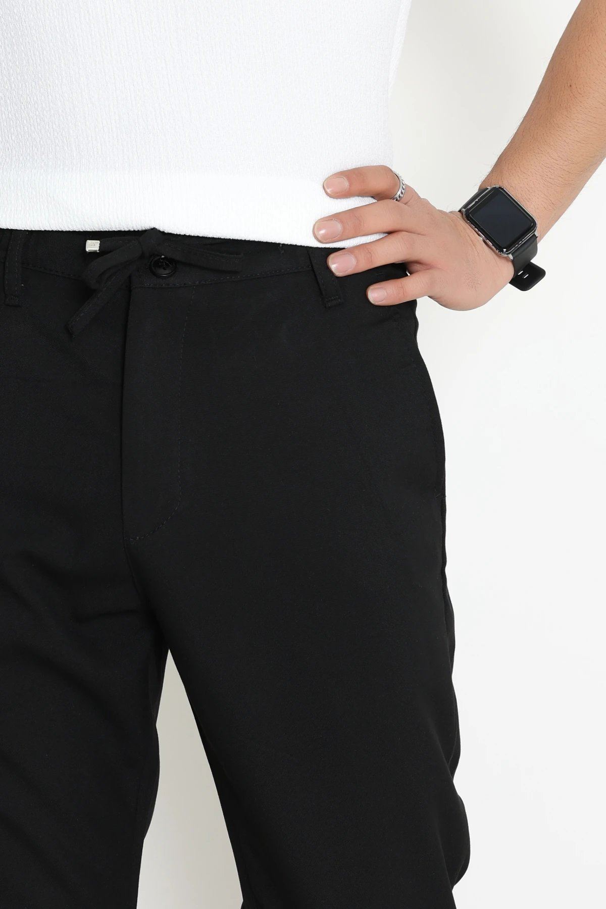 Dokuma Beli Lastikli Erkek Jogger Pantolon  Siyah - 42515.2091.