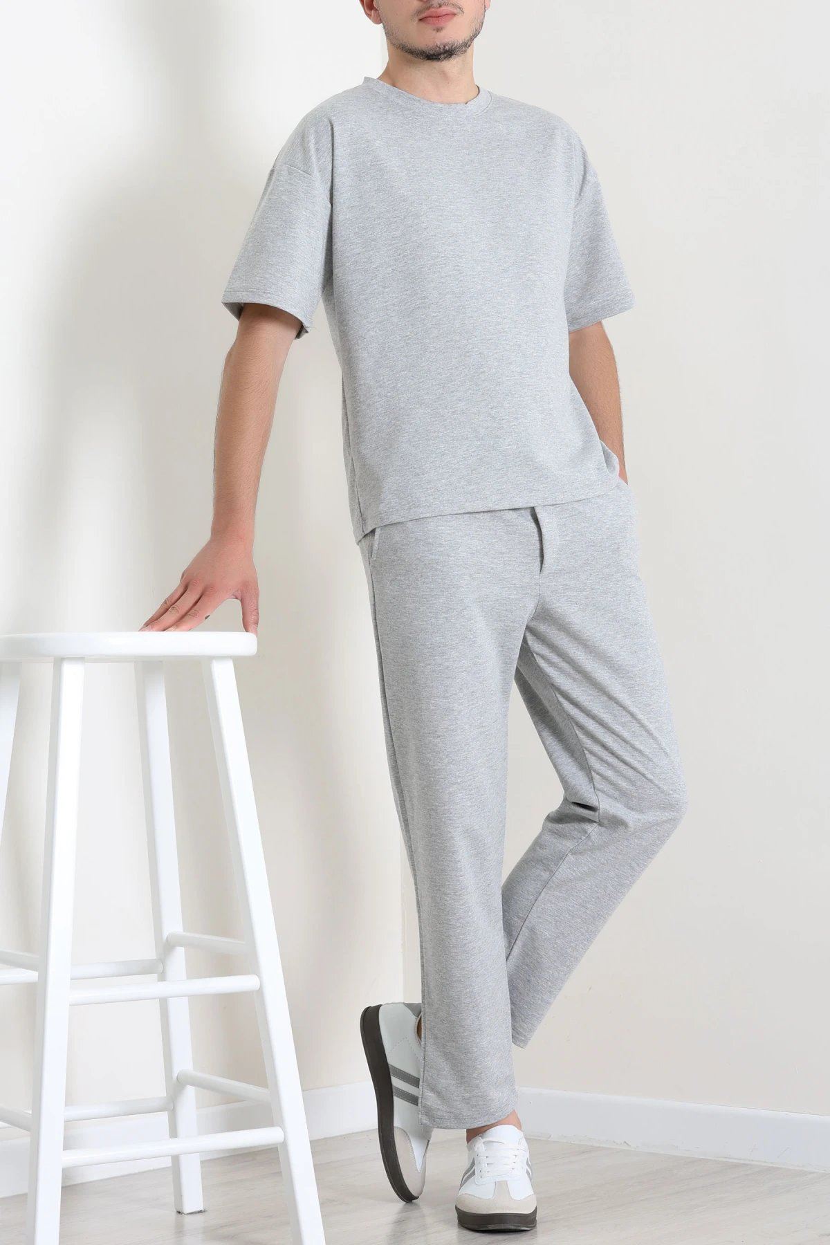 İki İplik Relaxed Baggy Erkek Takım Gri - 80273.1567.