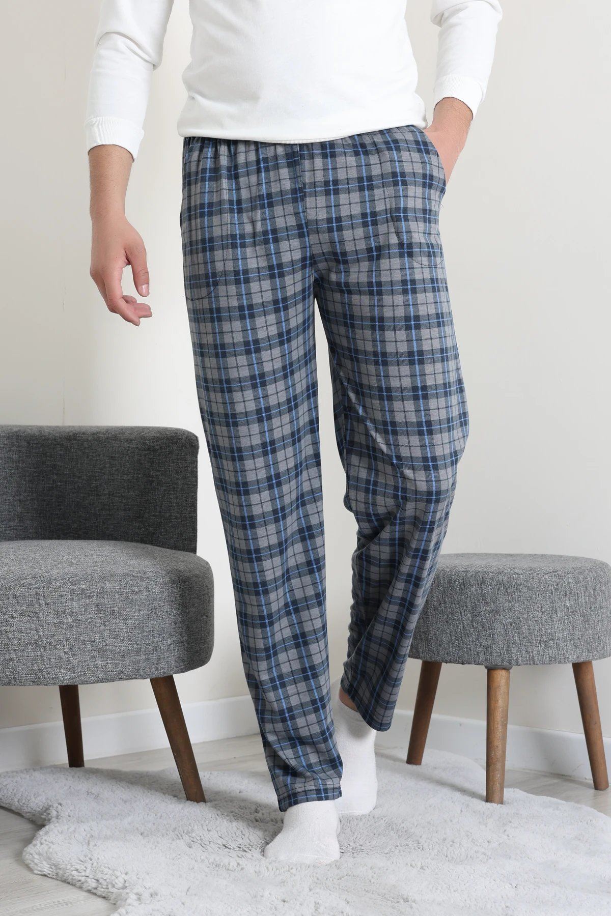 Süprem Cepli Erkek Pijama Altı Fümemavi