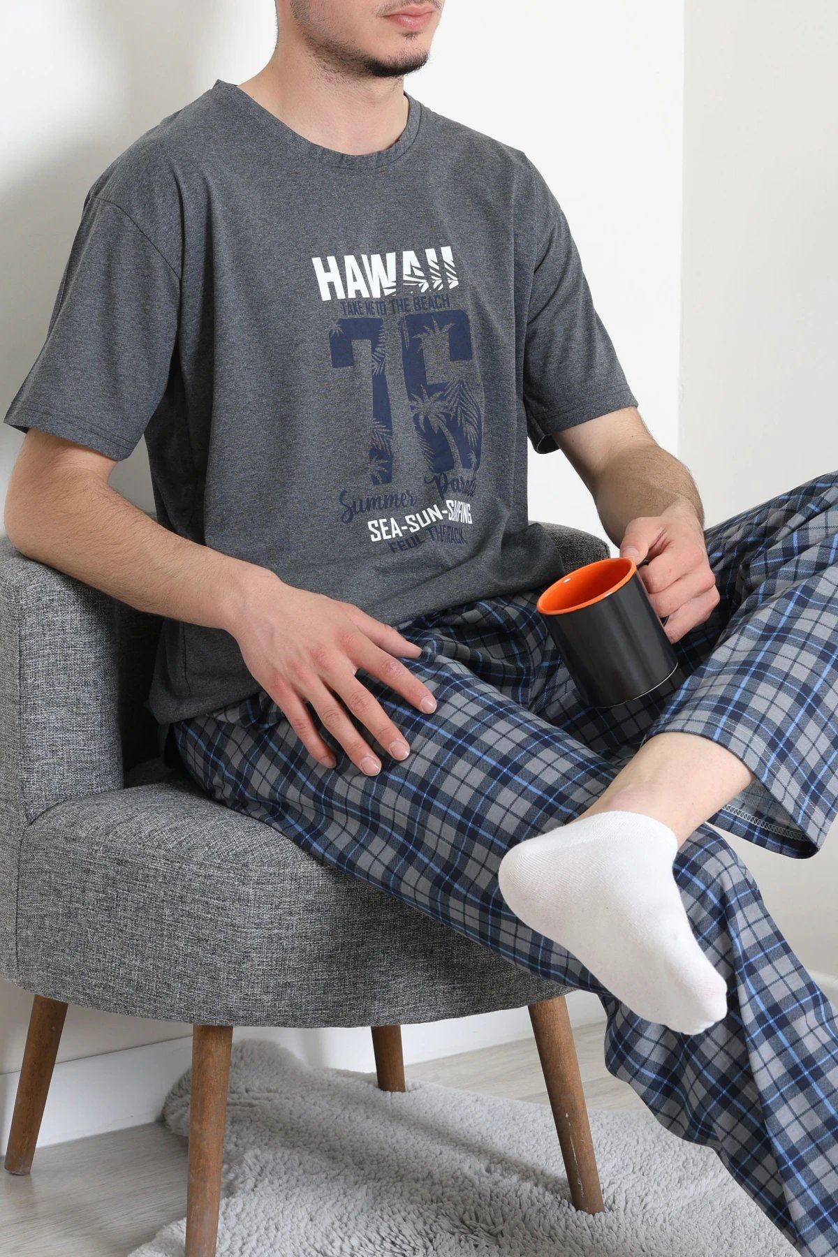 Süprem Erkek Pijama Takımı Füme - 42789.1838.