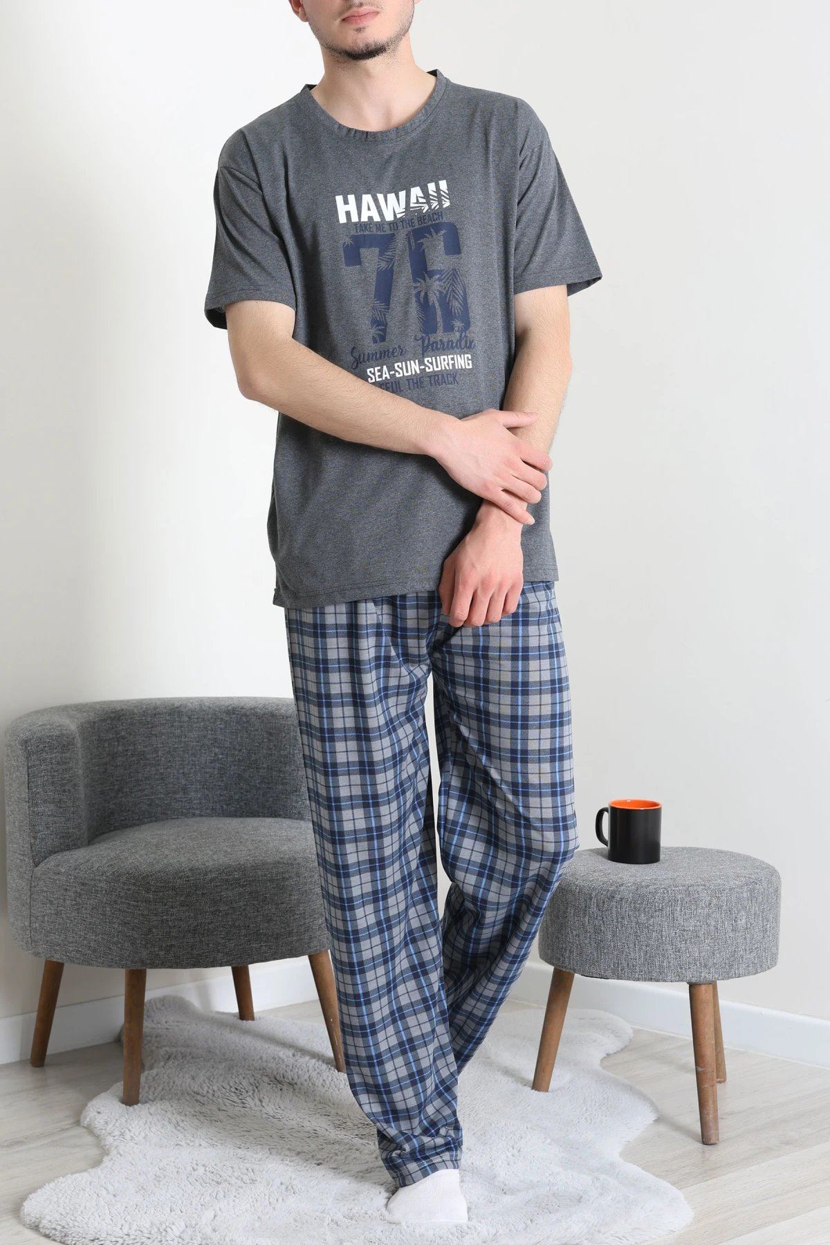 Süprem Erkek Pijama Takımı Füme - 42789.1838.