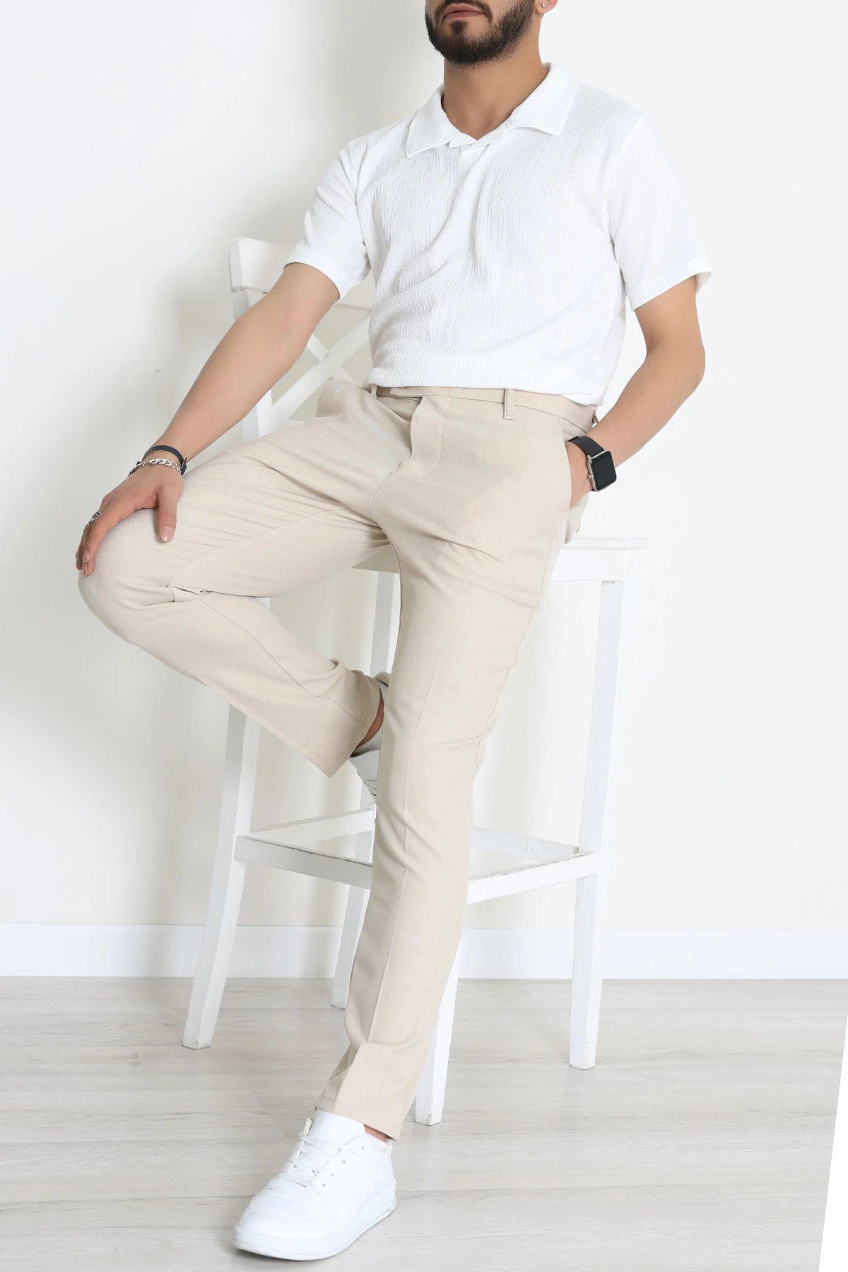 Regular Fit Erkek Kumaş Pantolon Bej