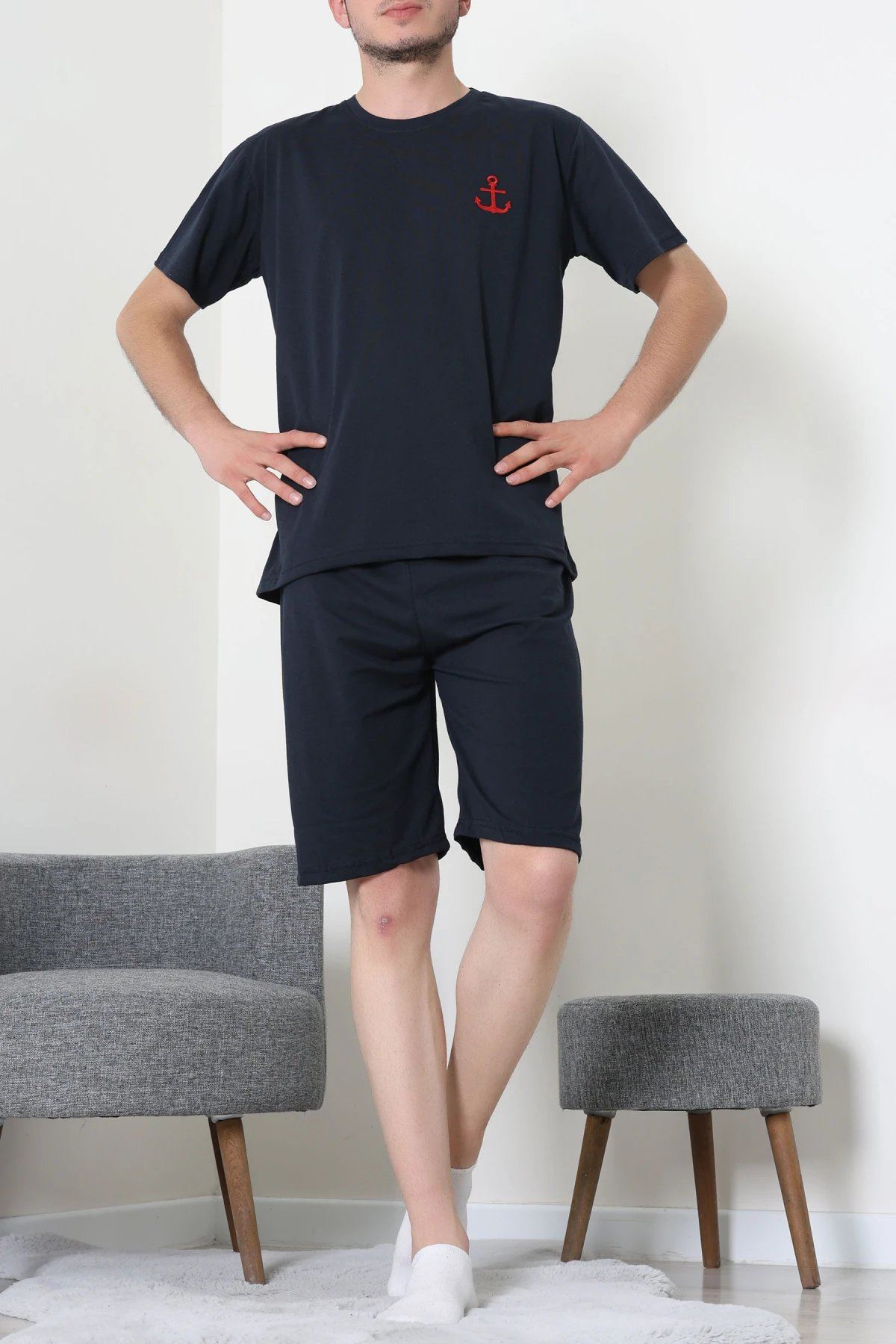 Süprem Şortlu Erkek Pijama Takımı Lacivert
