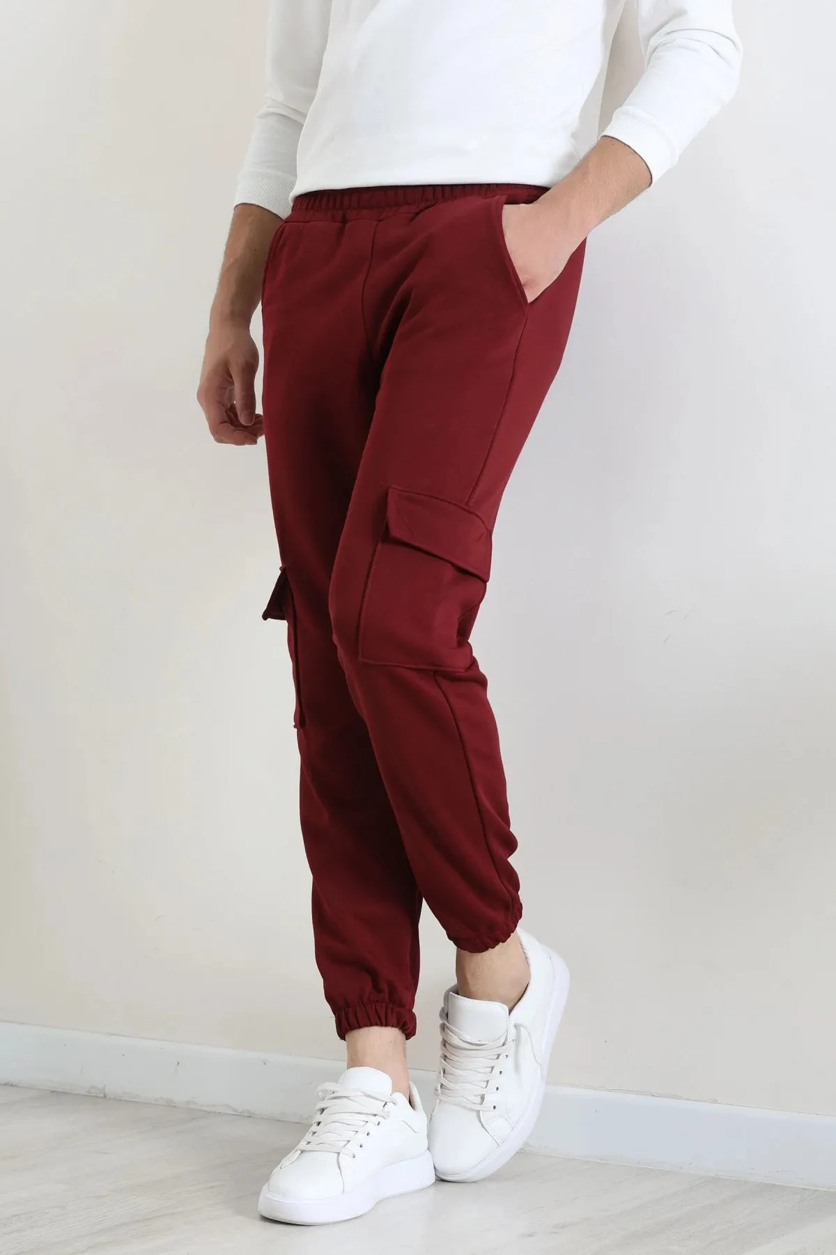 3 İplik Şardonsuz Erkek Eşofman Altı Bordo