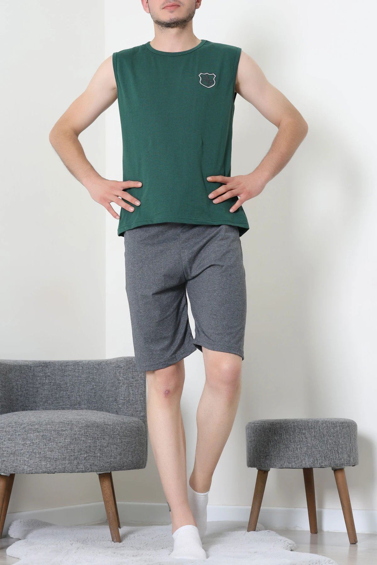 Süprem Şortlu Erkek Pijama Takımı Yeşilfüme