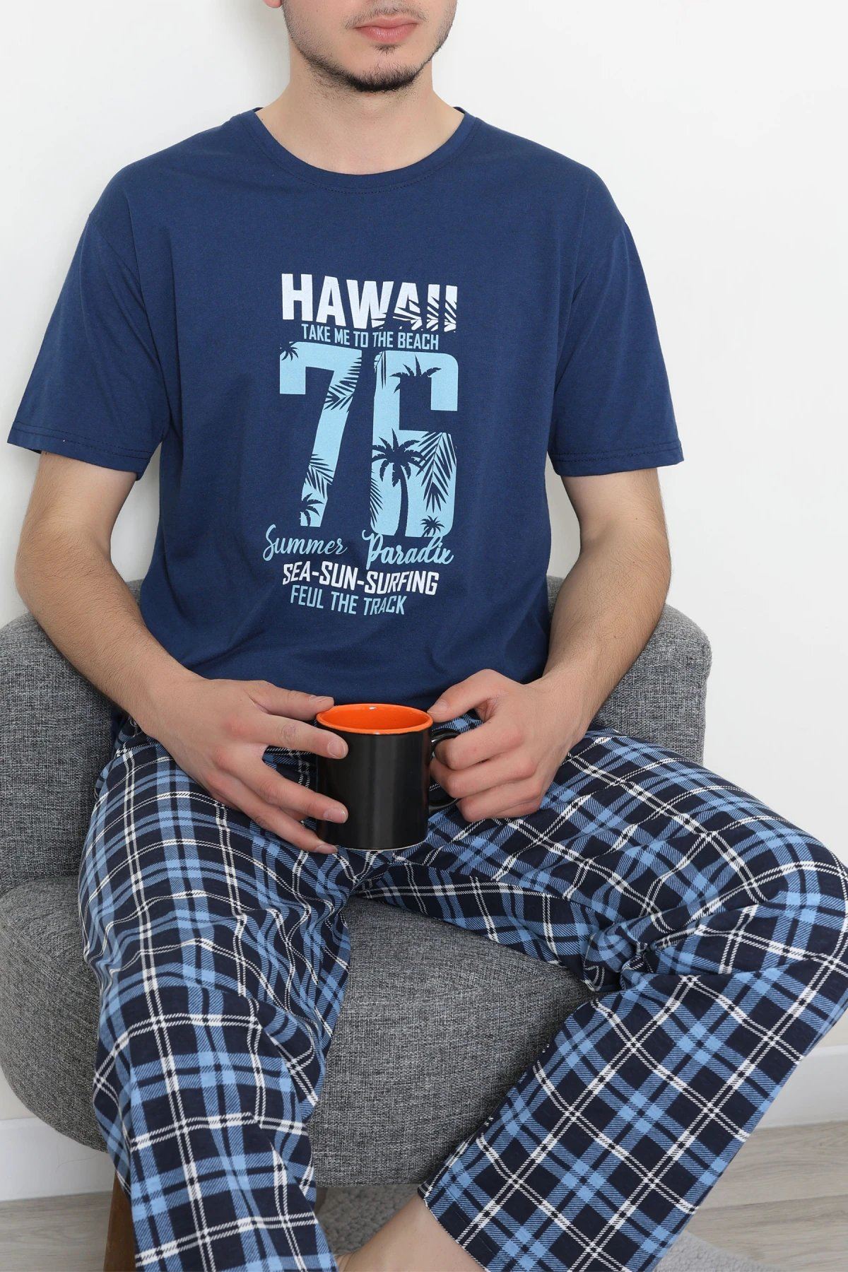 Süprem Erkek Pijama Takımı Mavi - 42789.1838.