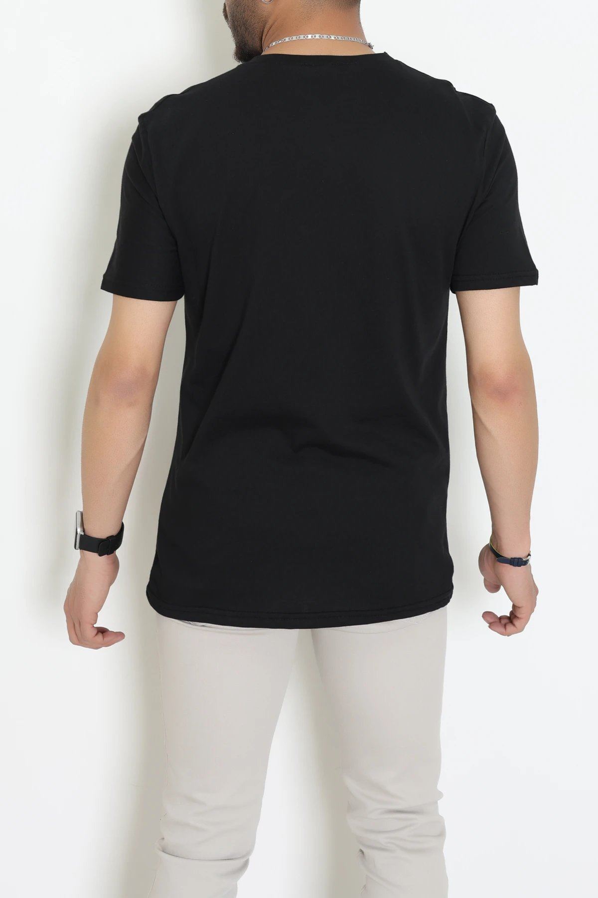 Lüx Penye Regular Baskılı Erkek Tişört Siyah - 71259.1878.