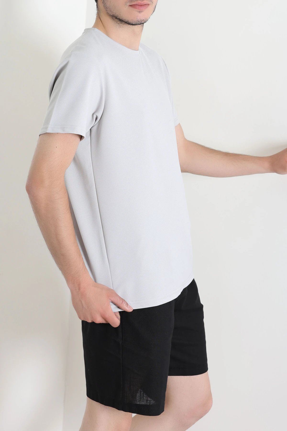 Polyester Örme Erkek Tişört Gri - 75100.275.