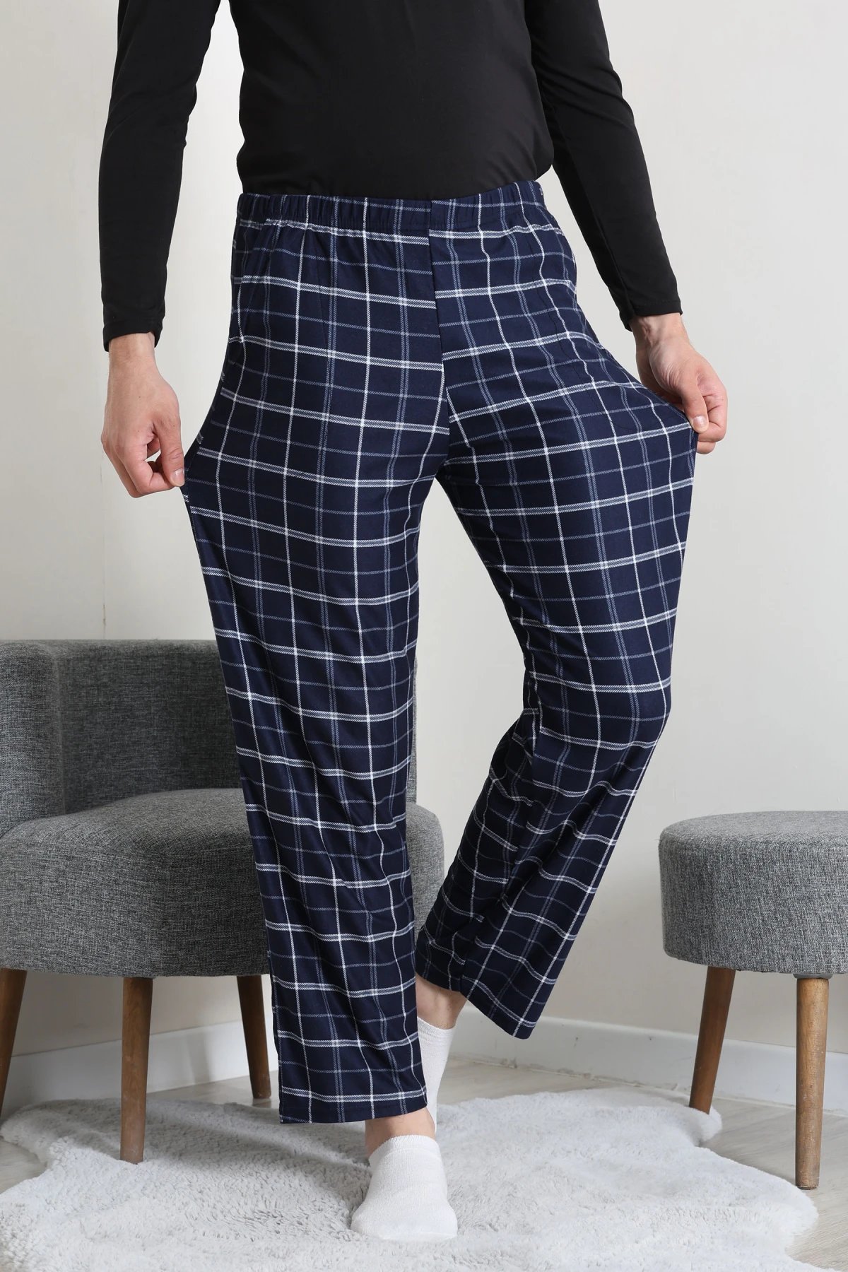 Süet Cepli Erkek Pijama Alt Lacivert