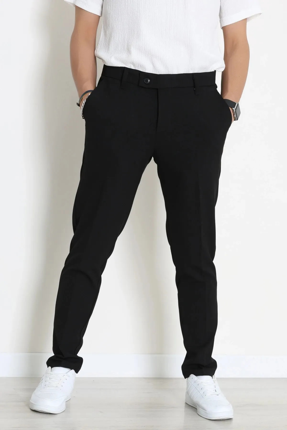 Regular Fit Erkek Kumaş Pantolon Siyah