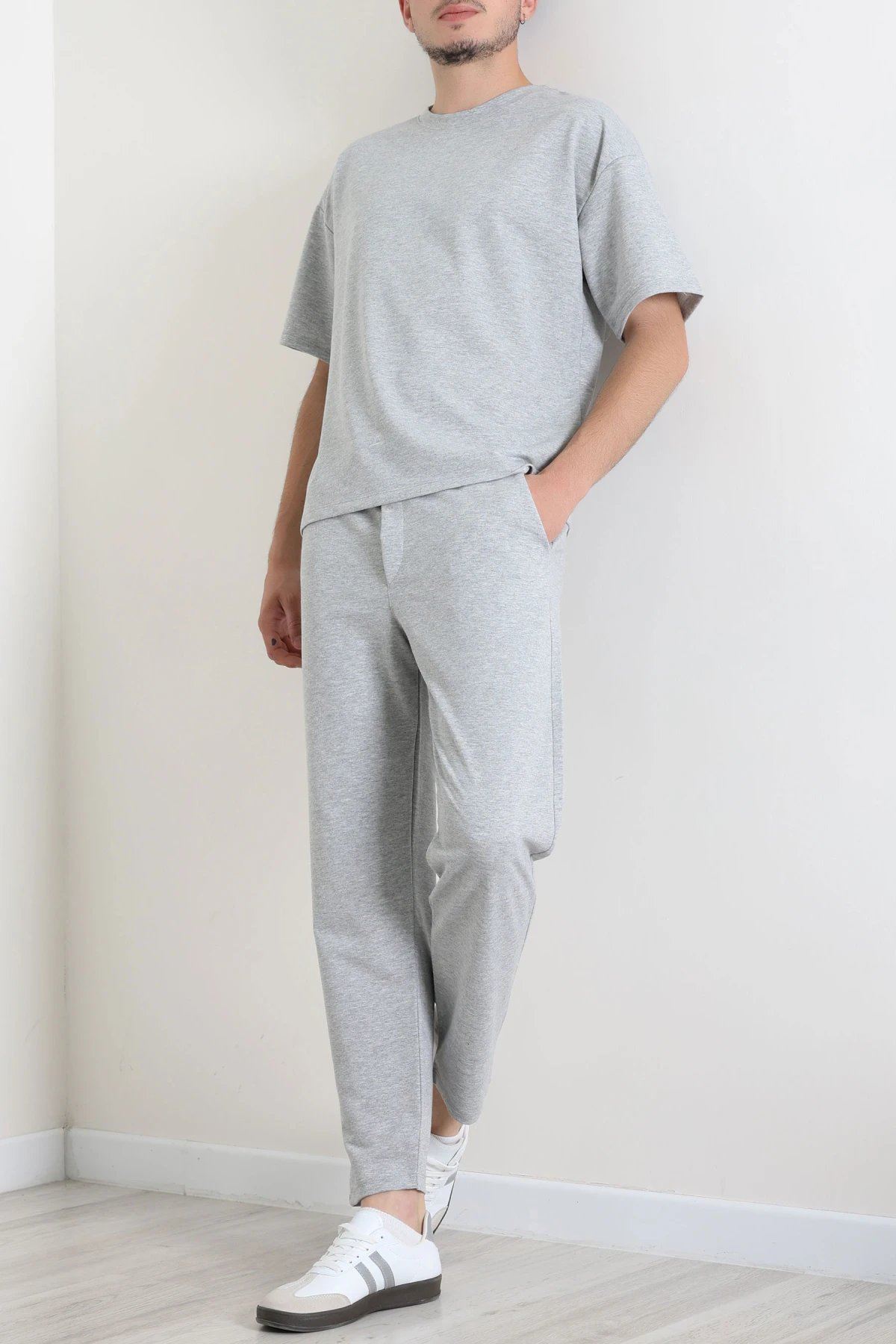 İki İplik Relaxed Baggy Erkek Takım Gri - 80273.1567.