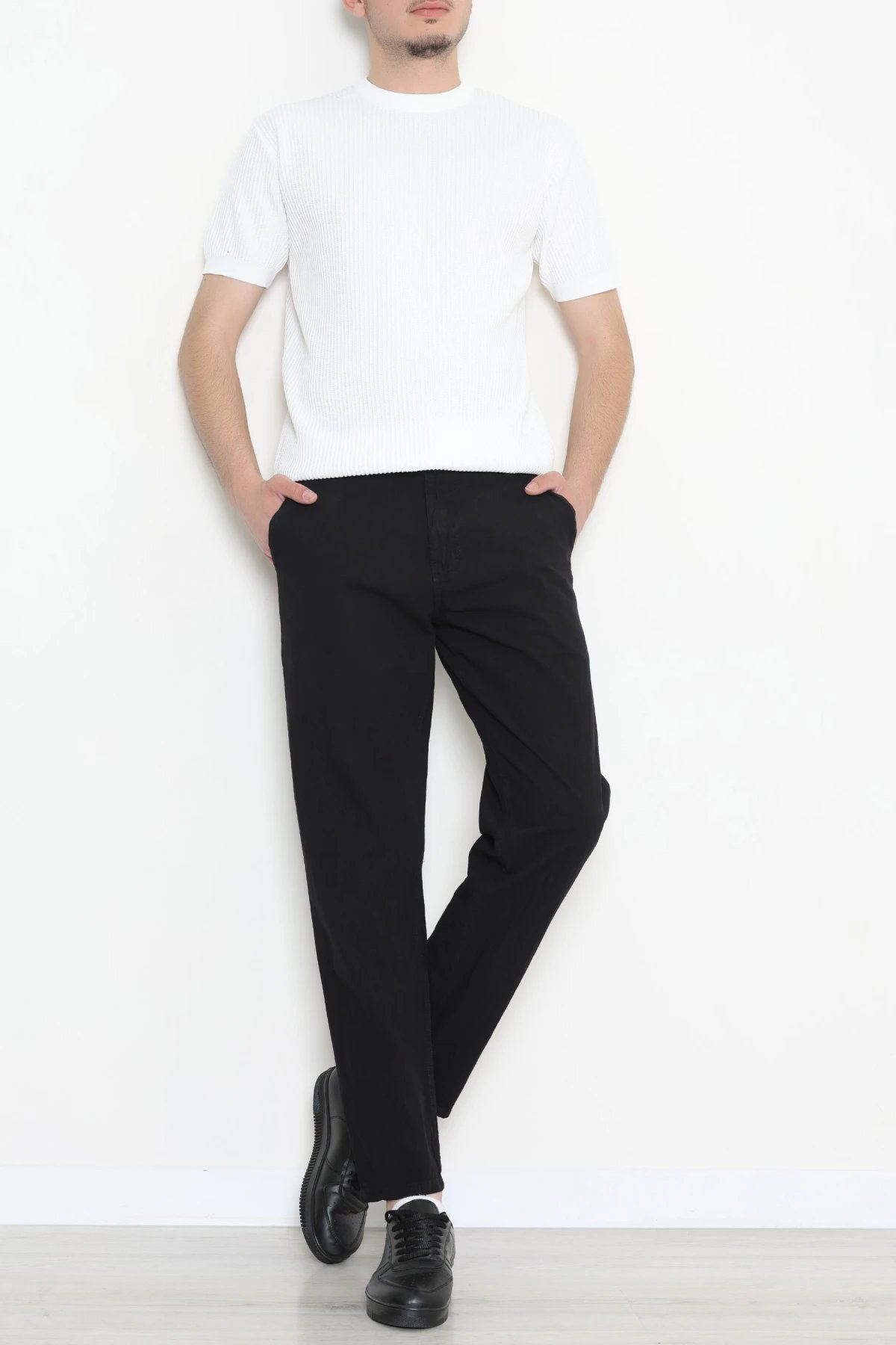 Regular Fit Keten Erkek Pantolon Siyah - 71879.1947.