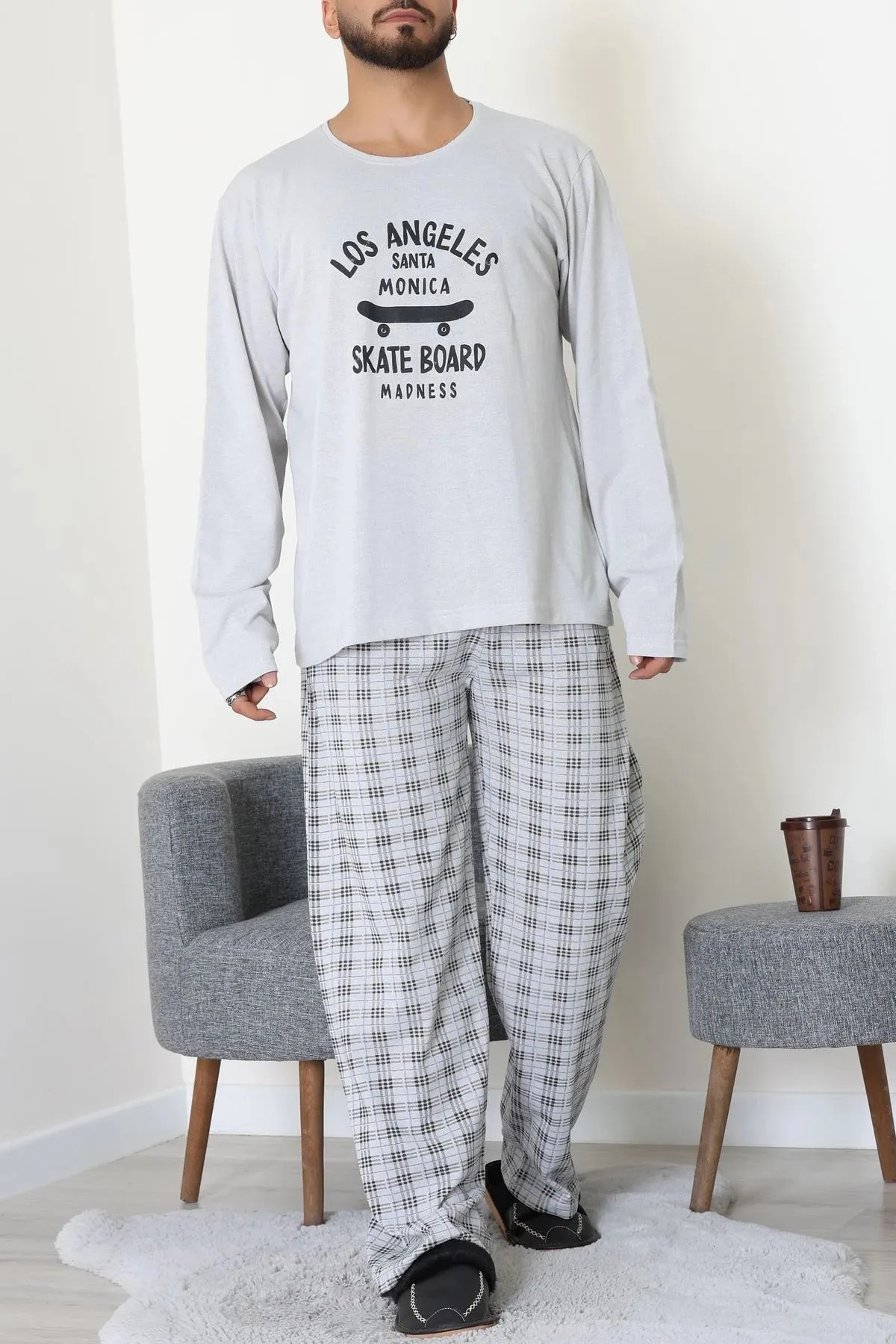 Süprem Erkek Pijama Takımı Gri