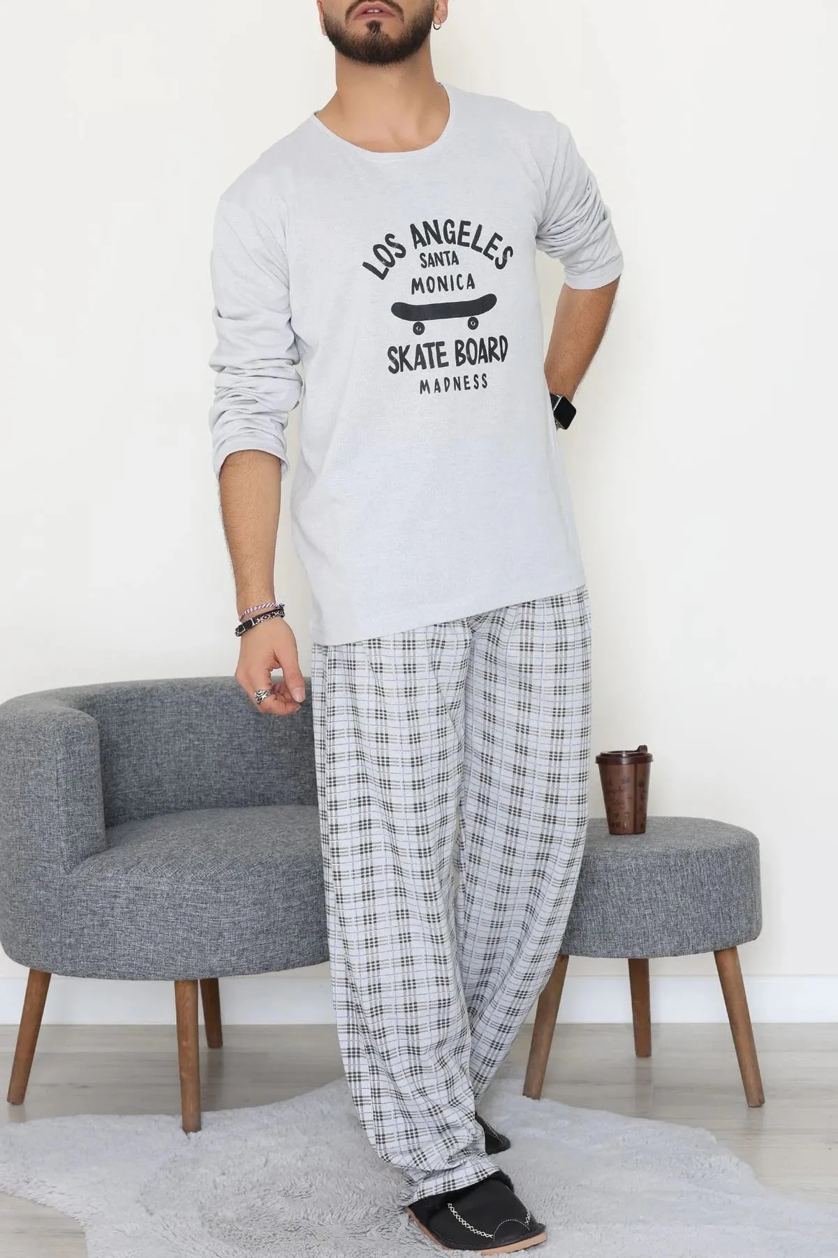 Süprem Erkek Pijama Takımı Gri