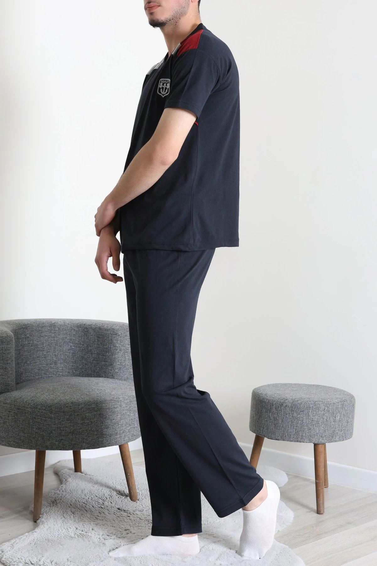 V Yaka Erkek Pijama Takımı Koyulaci - 41534.1838.