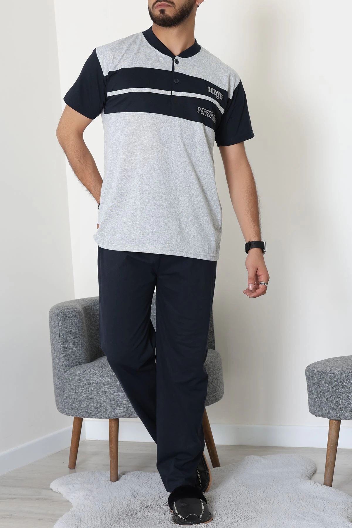 Süprem Erkek Pijama Takımı Gri - 42792.1838.