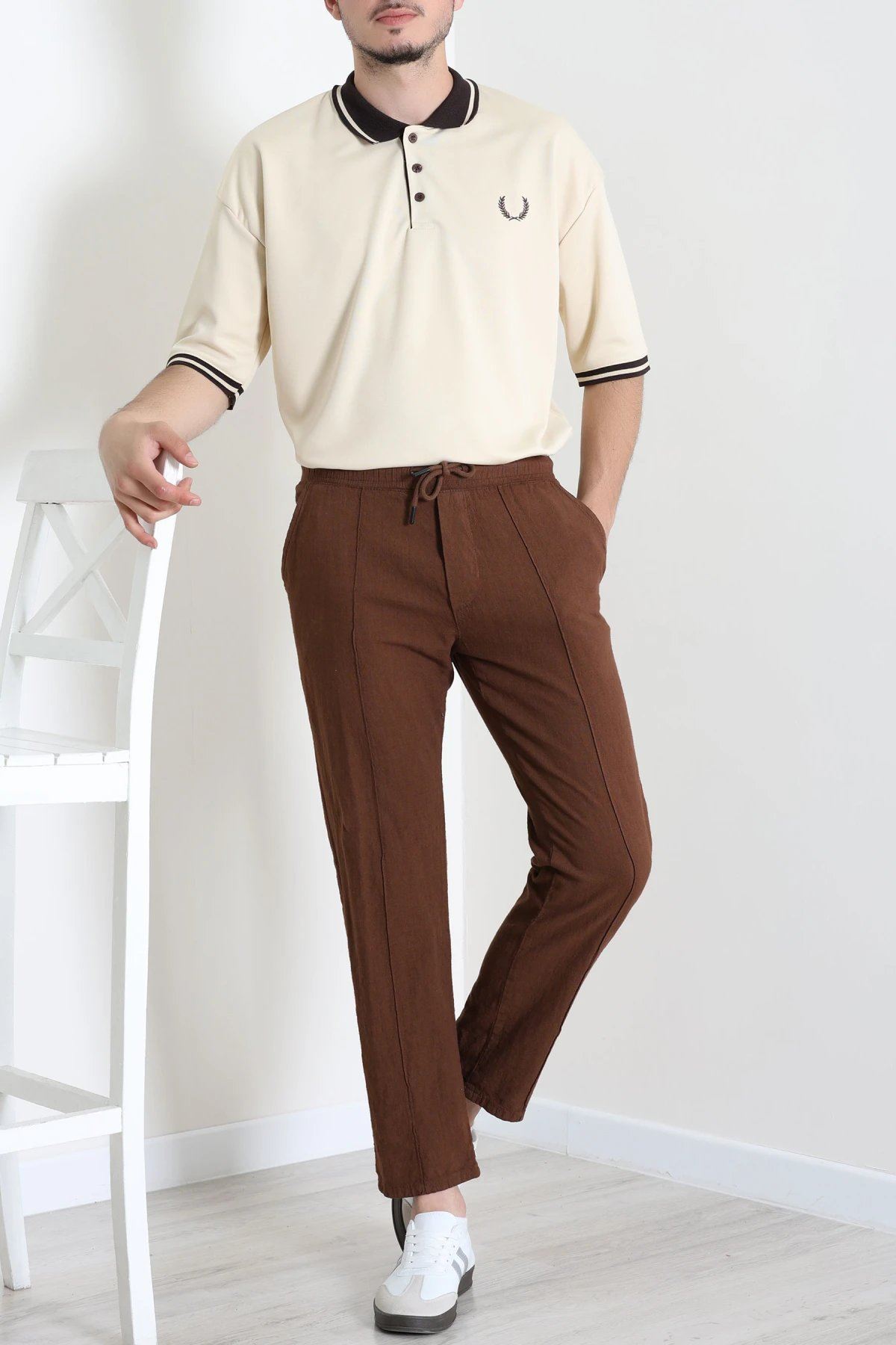 Premium Pike Polo Yaka Oversize Erkek Tişört Bej - 71793.1567.