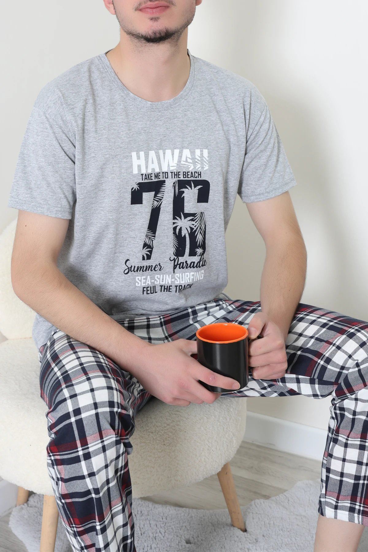 Süprem Erkek Pijama Takımı Grikırmızı - 42789.1838.