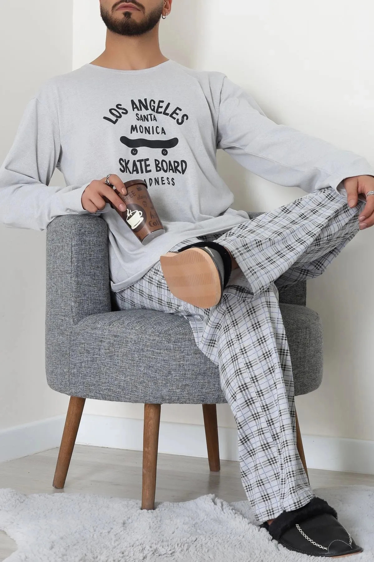 Süprem Erkek Pijama Takımı Gri