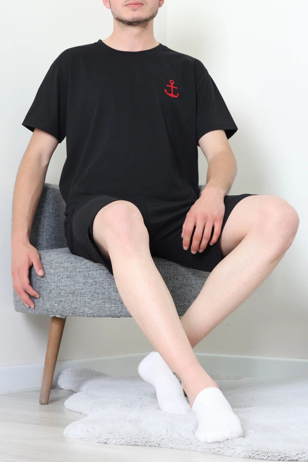 Süprem Şortlu Erkek Pijama Takımı Siyah