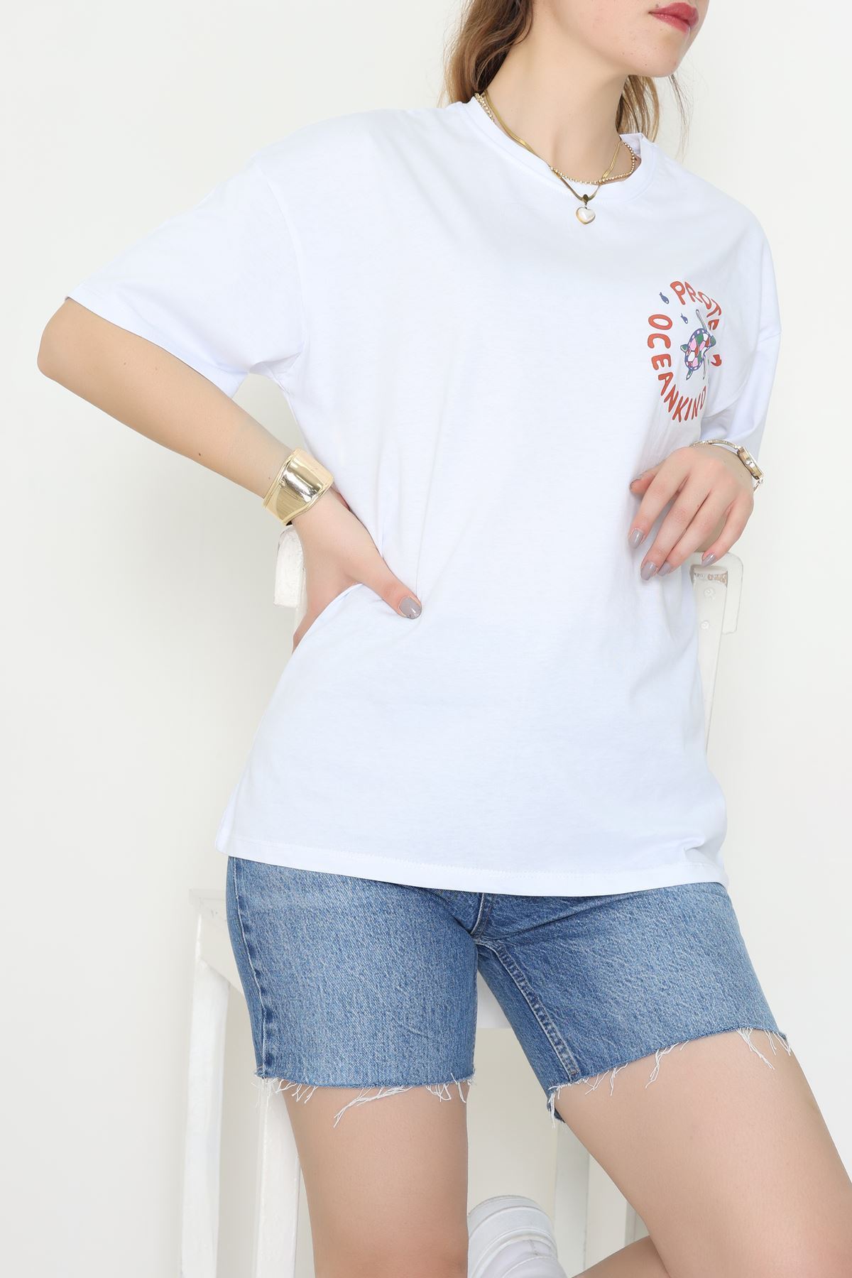 Kompakt Penye Unisex Tişört Beyazzümrüt - 55064.1872.