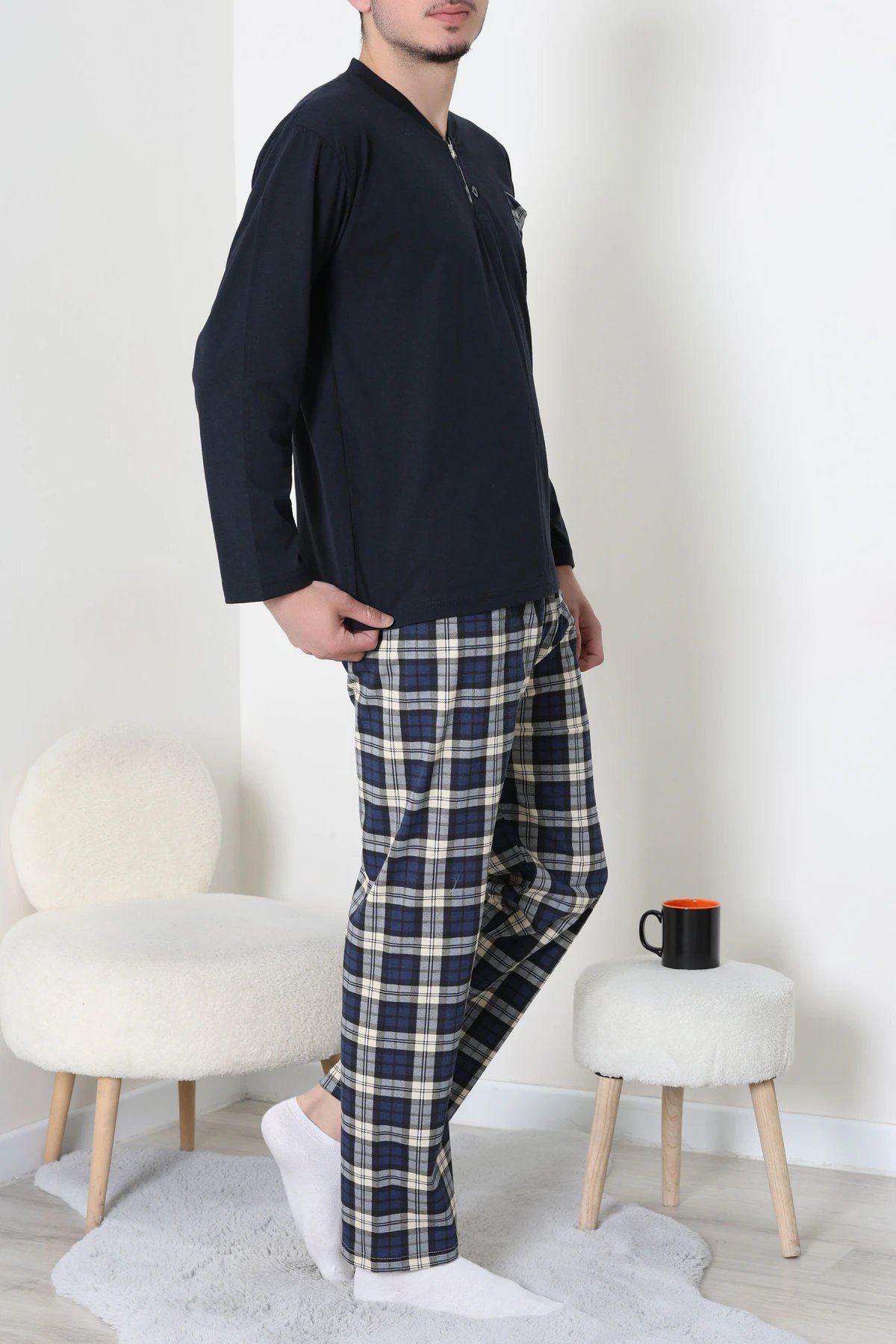 Ekoseli Süprem Erkek Pijama Takımı Lacigri - 42776.1838.