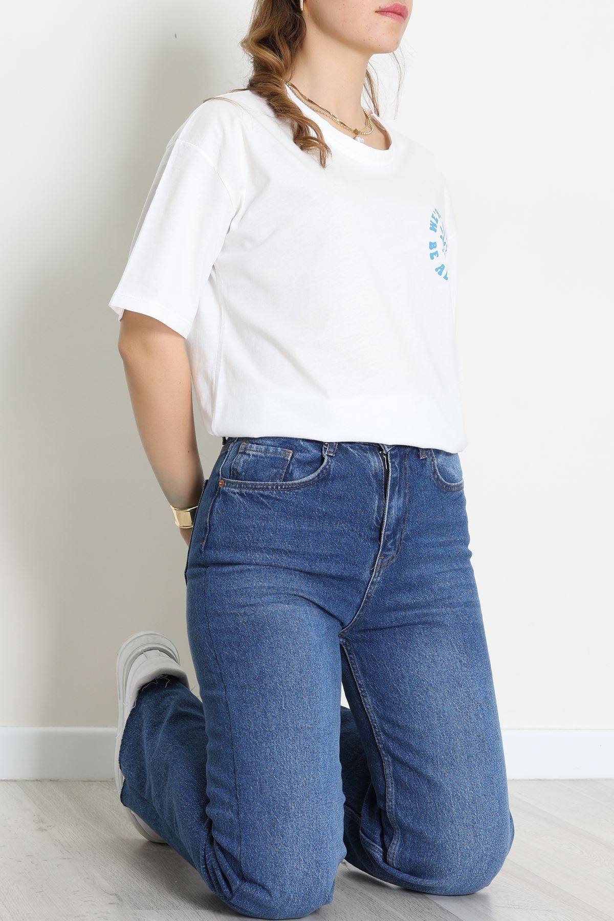 Kompakt Penye Unisex Tişört Beyazzümrüt - 55064.1872.