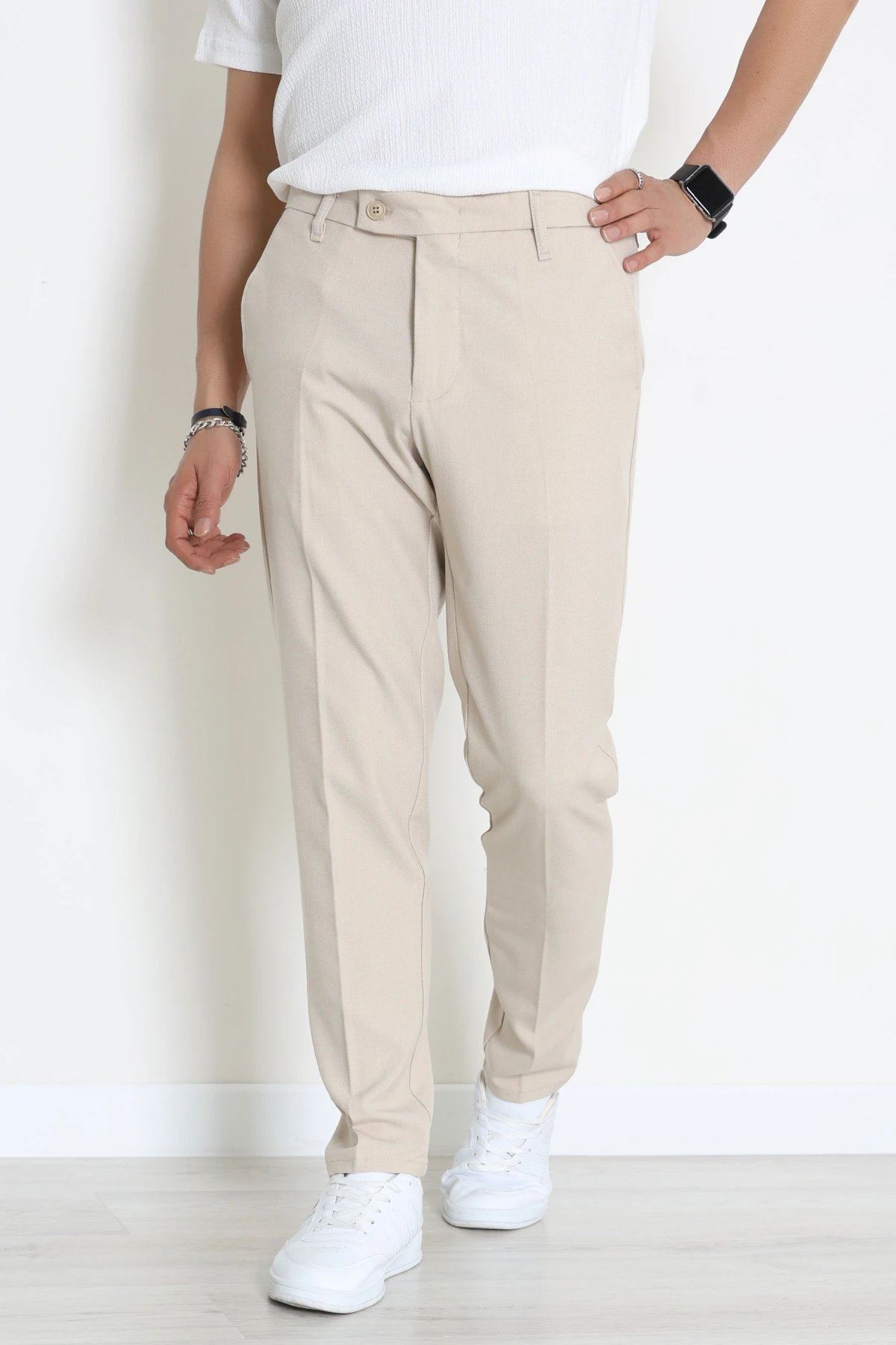 Regular Fit Erkek Kumaş Pantolon Bej