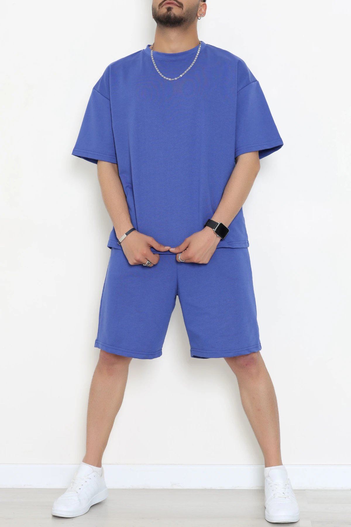 İki İplik Oversize Şortlu Erkek Takım Lacivert - 80274.1567.