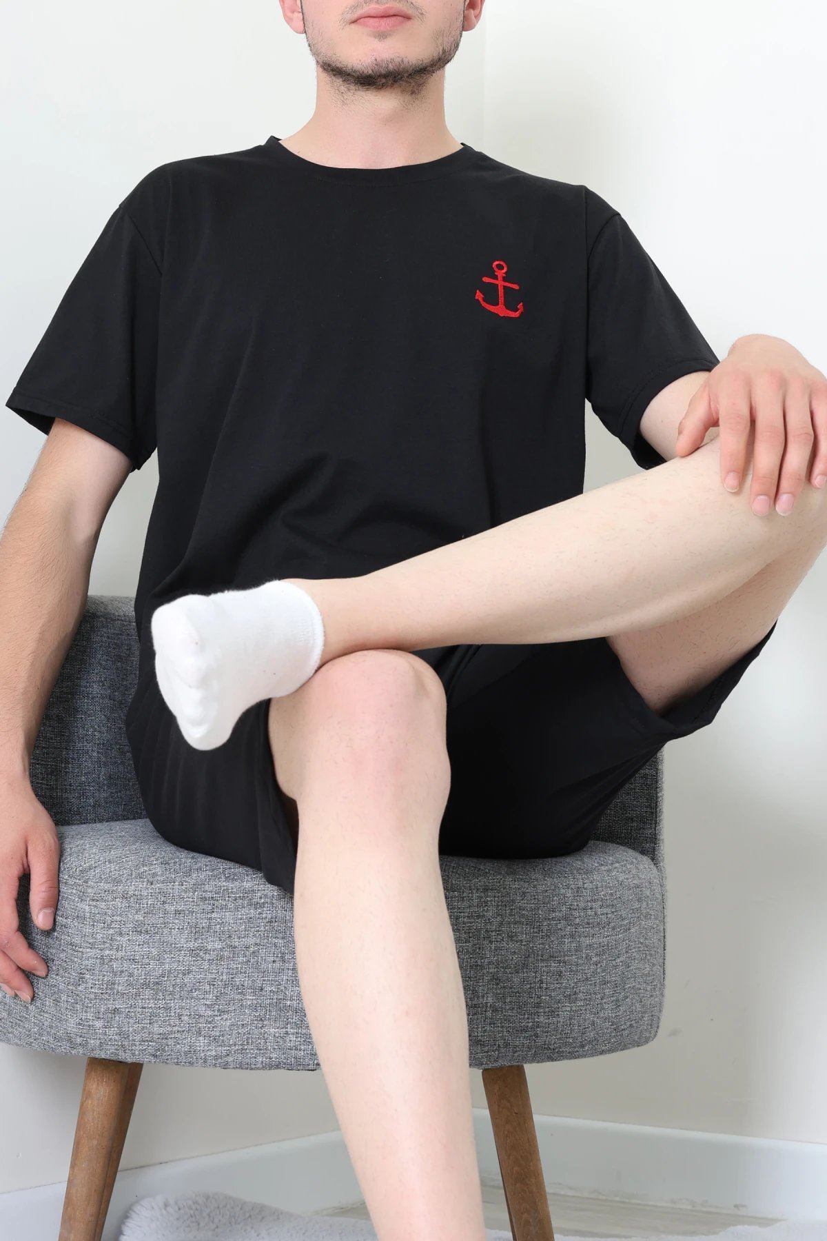 Süprem Şortlu Erkek Pijama Takımı Siyah