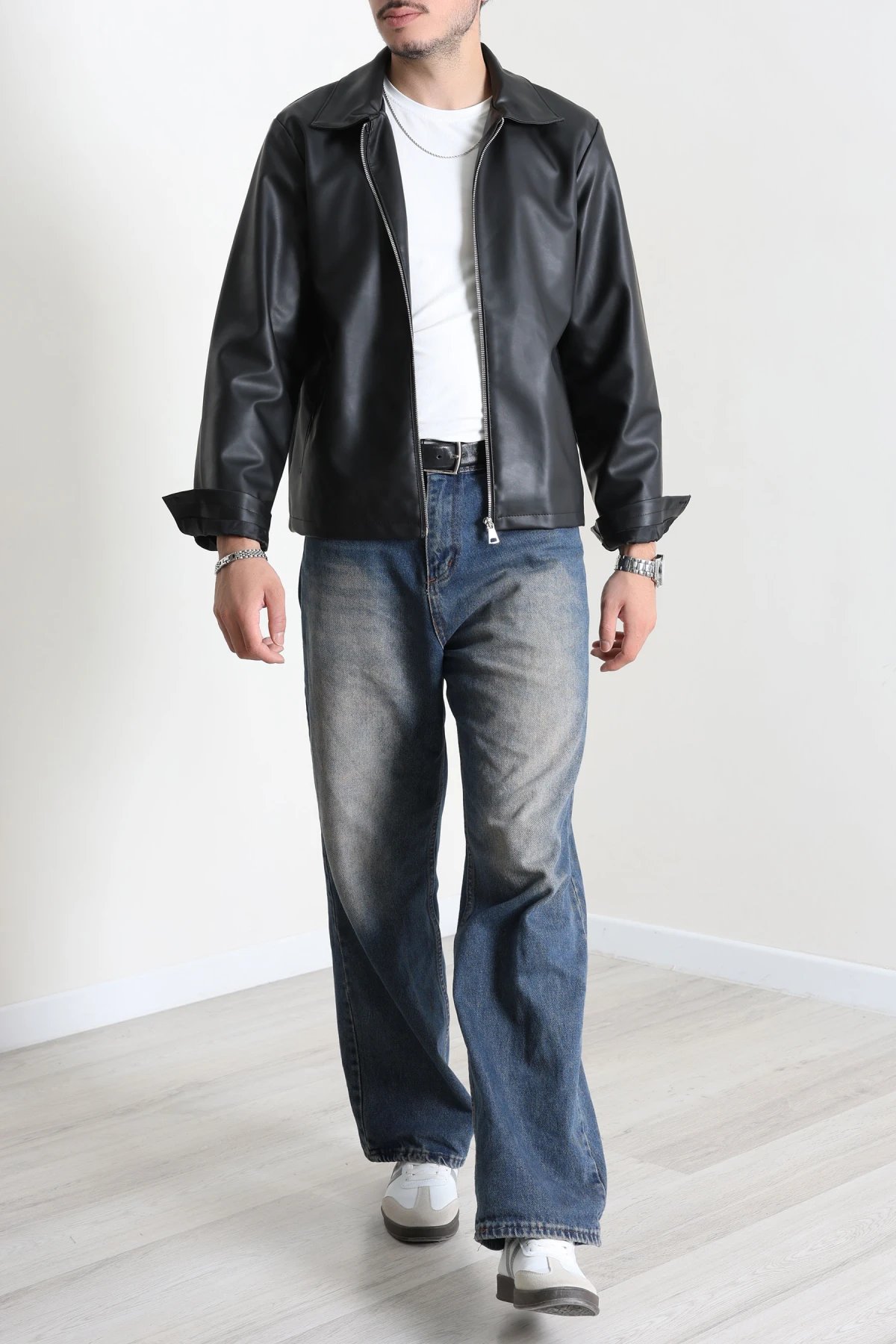 İthal Deri Erkek Ceket Siyah Model TV-97282