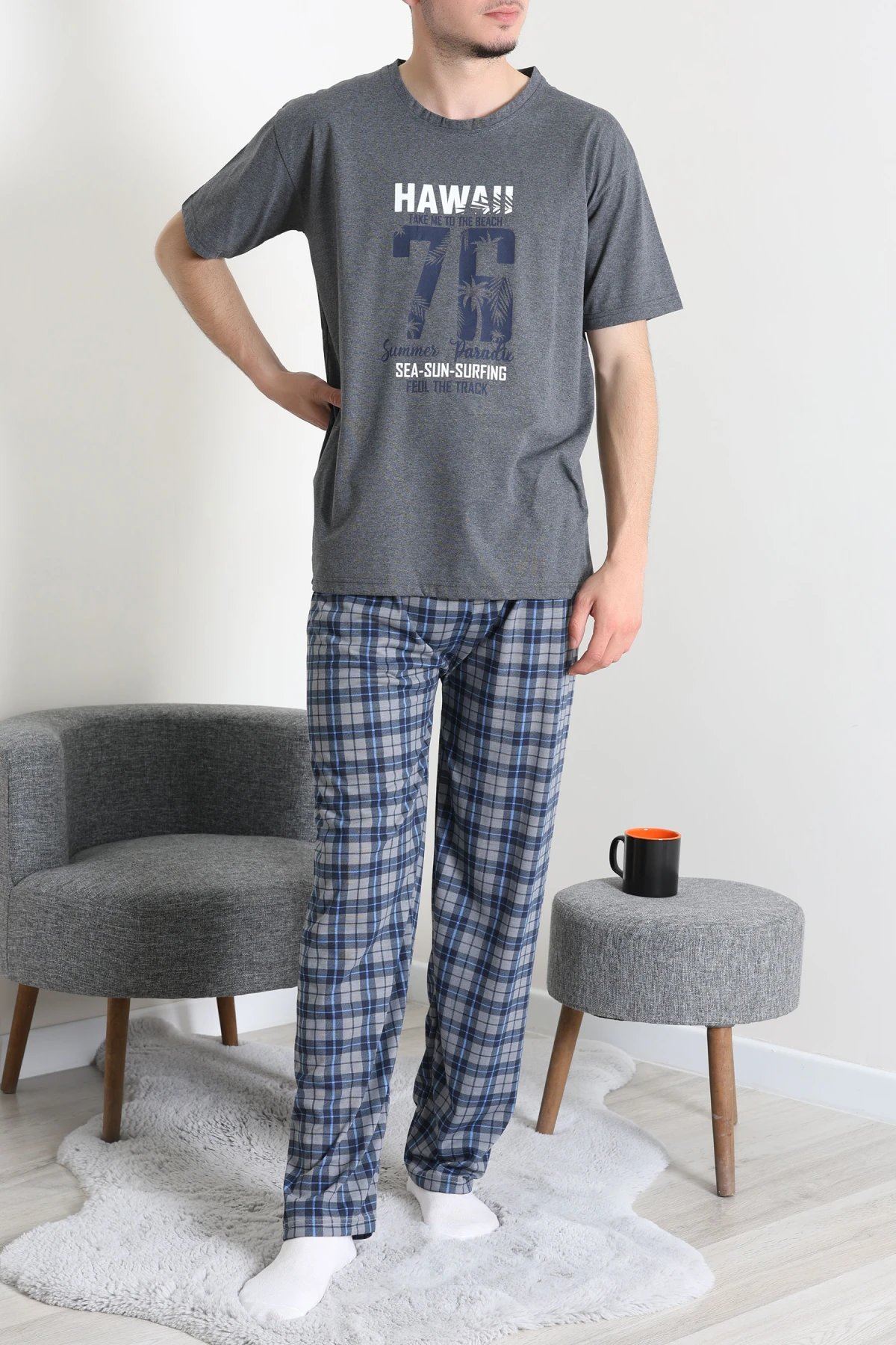 Süprem Erkek Pijama Takımı Füme - 42789.1838.