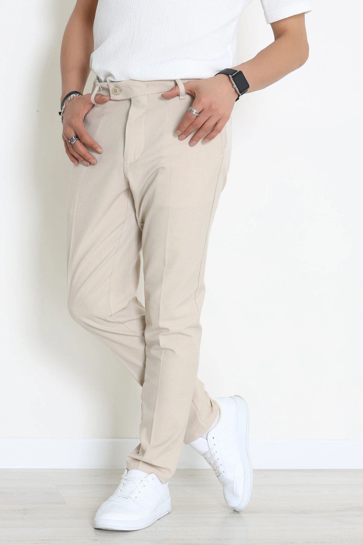 Regular Fit Erkek Kumaş Pantolon Bej