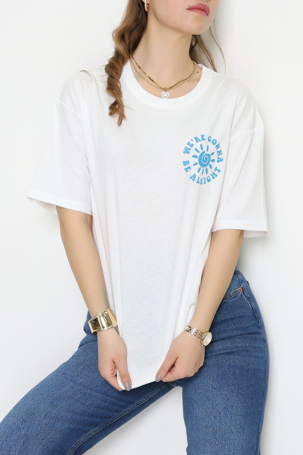 Kompakt Penye Unisex Tişört Beyazzümrüt - 55064.1872.