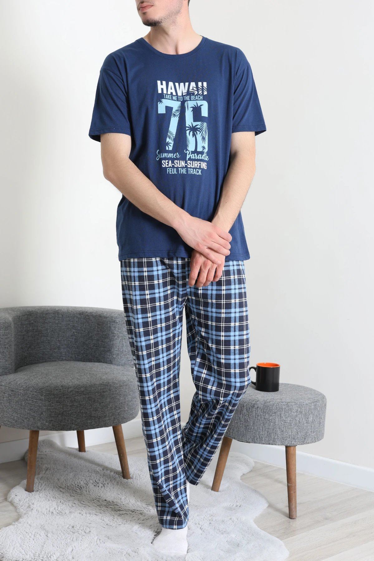 Süprem Erkek Pijama Takımı Mavi - 42789.1838.